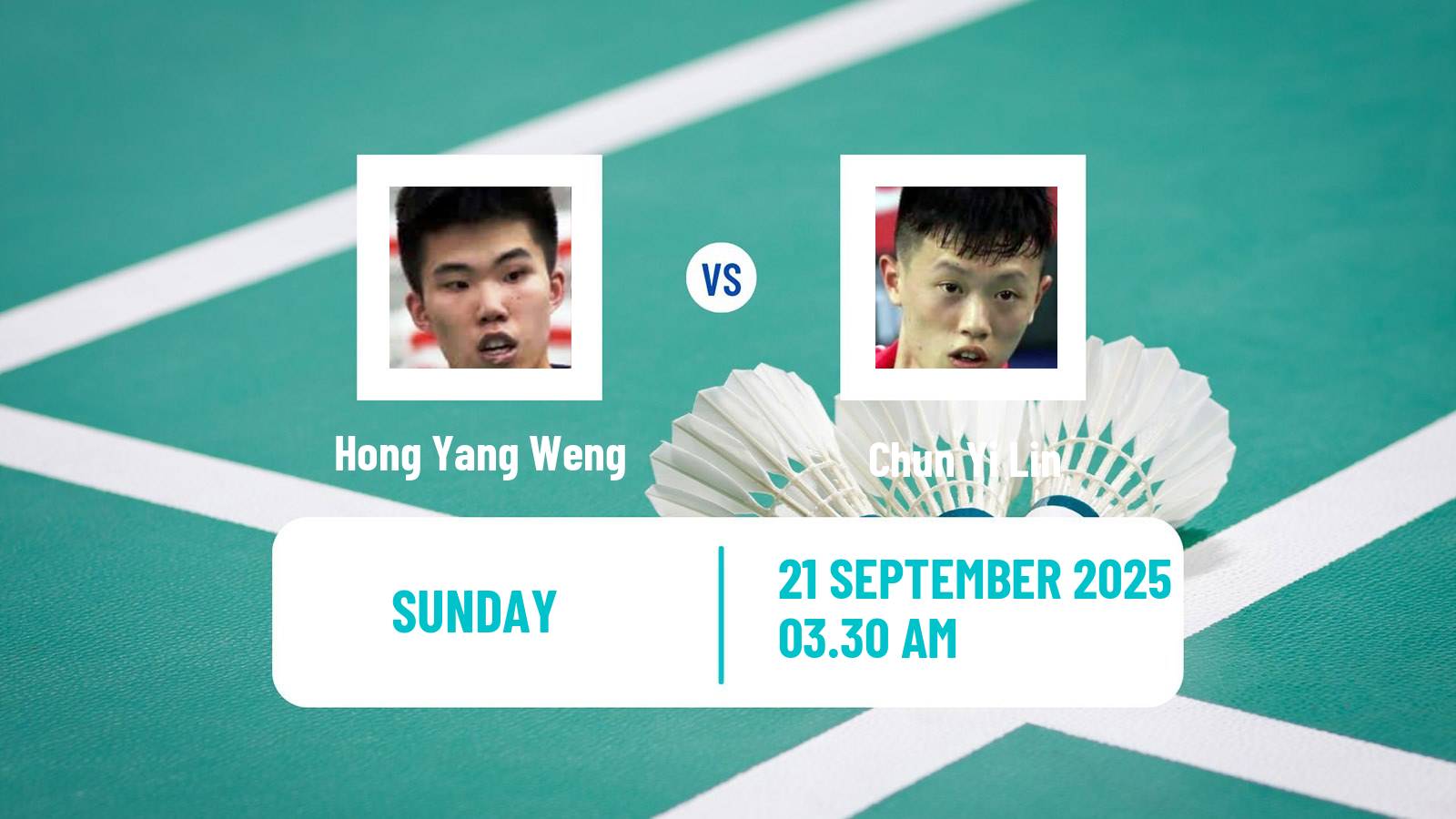 Badminton BWF World Tour China Masters 3 Men Hong Yang Weng - Chun Yi Lin