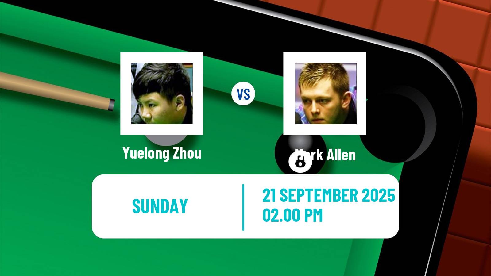 Snooker English Open Yuelong Zhou - Mark Allen