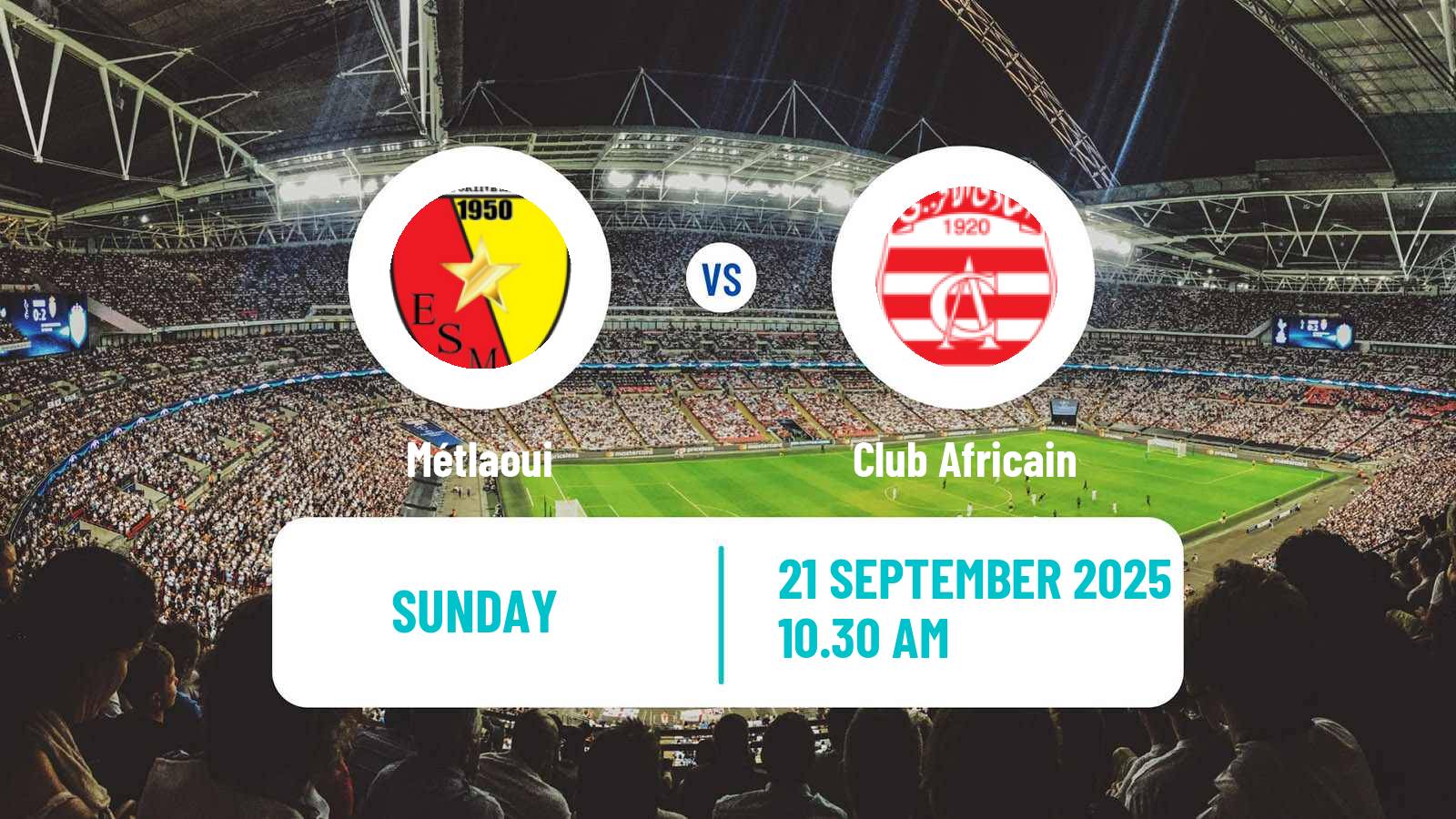 Soccer Tunisian Ligue Professionnelle 1 Métlaoui - Club Africain