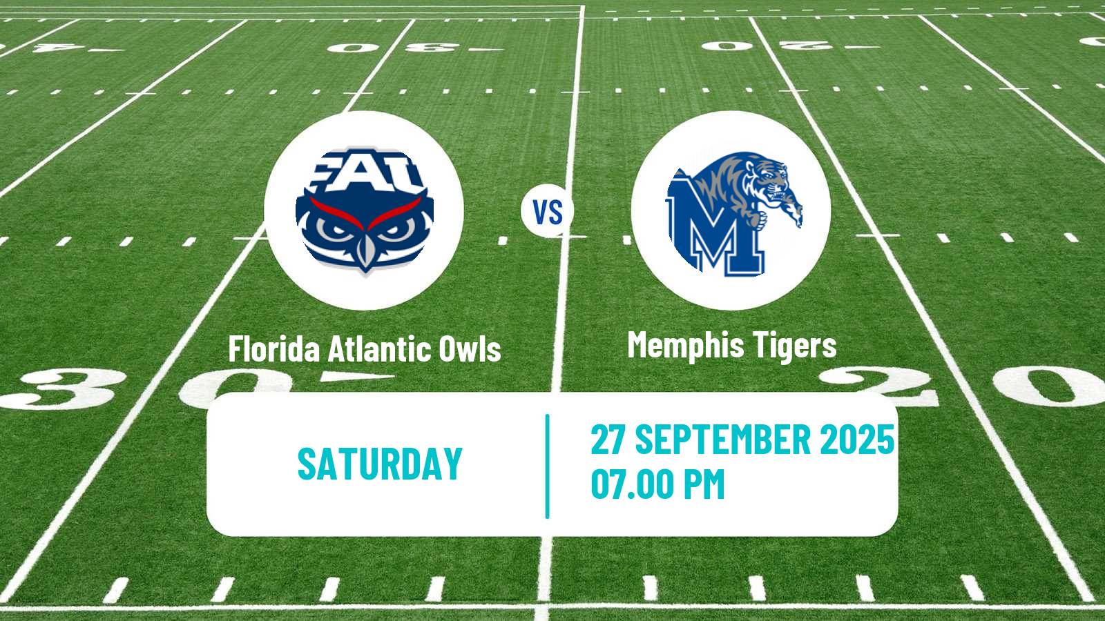American football NCAA College Football Florida Atlantic Owls - Memphis Tigers