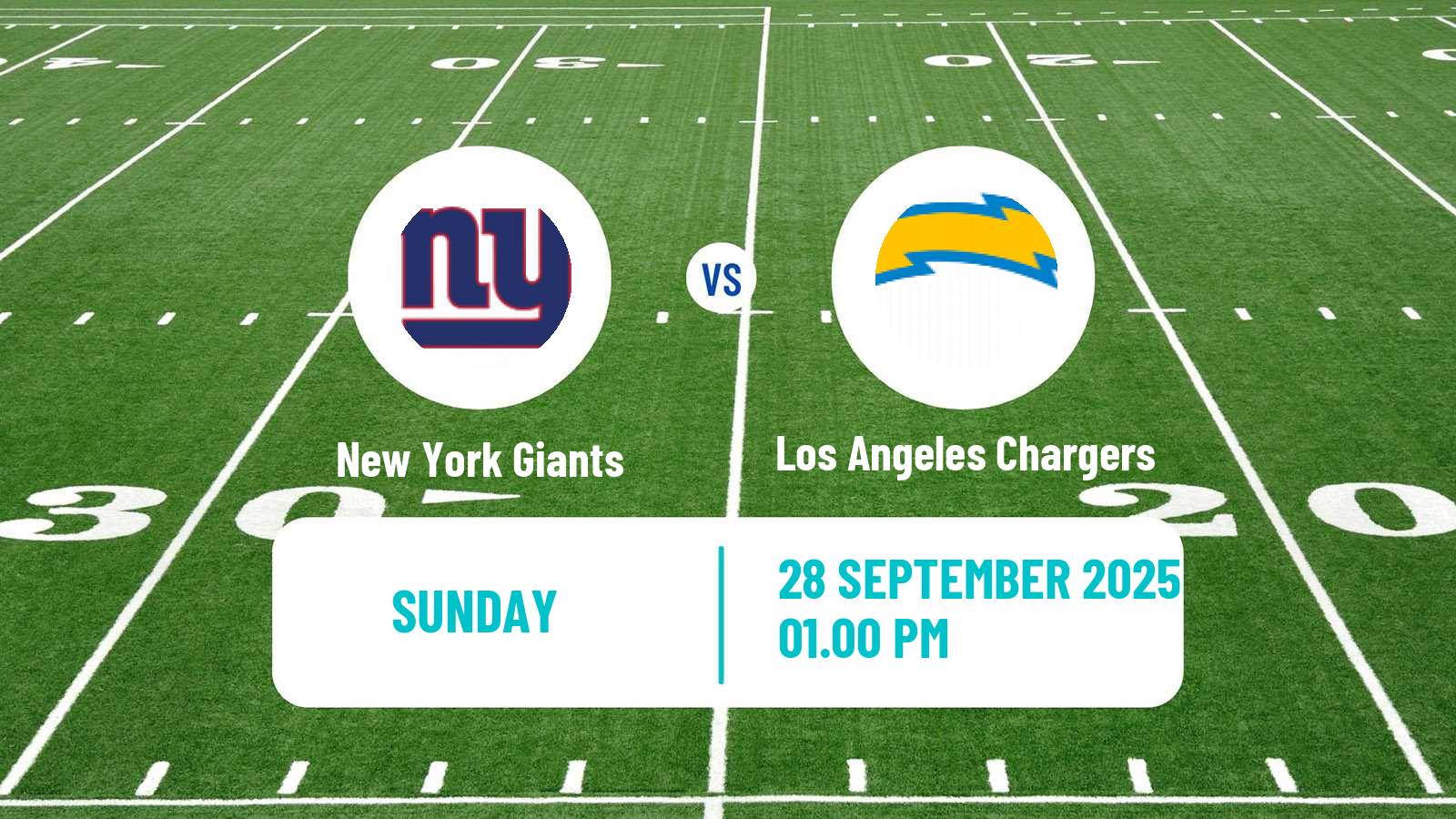 American football NFL New York Giants - Los Angeles Chargers