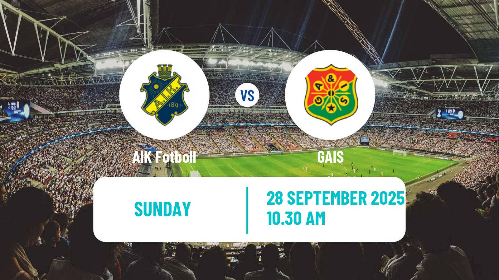 Soccer Swedish Allsvenskan AIK - GAIS