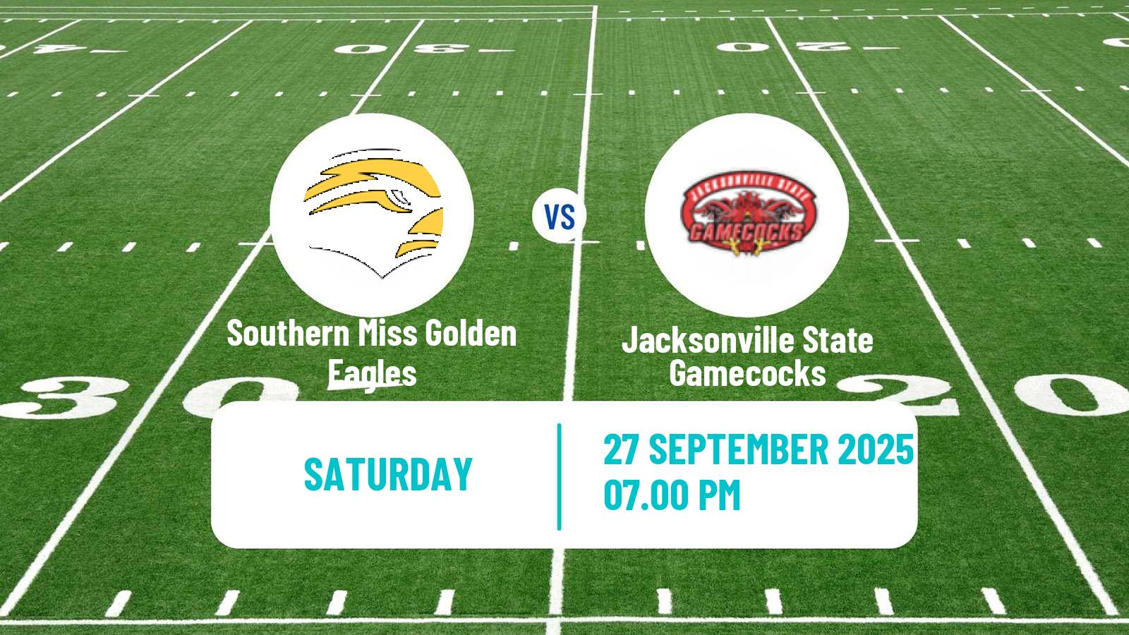 American football NCAA College Football Southern Miss Golden Eagles - Jacksonville State Gamecocks