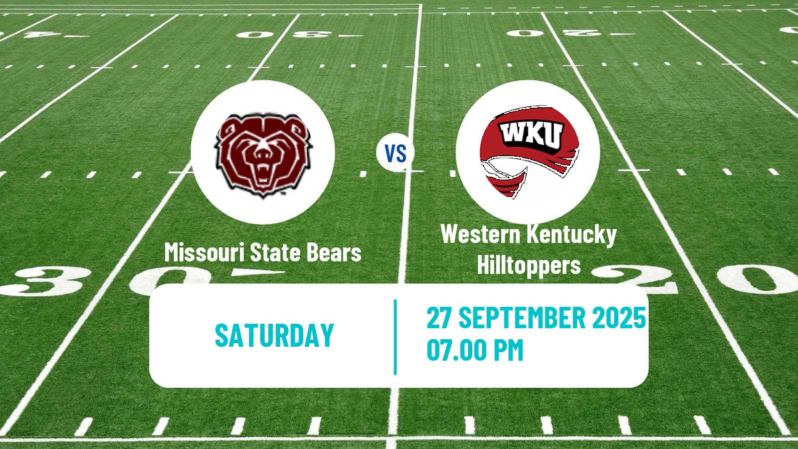 American football NCAA College Football Missouri State Bears - Western Kentucky Hilltoppers