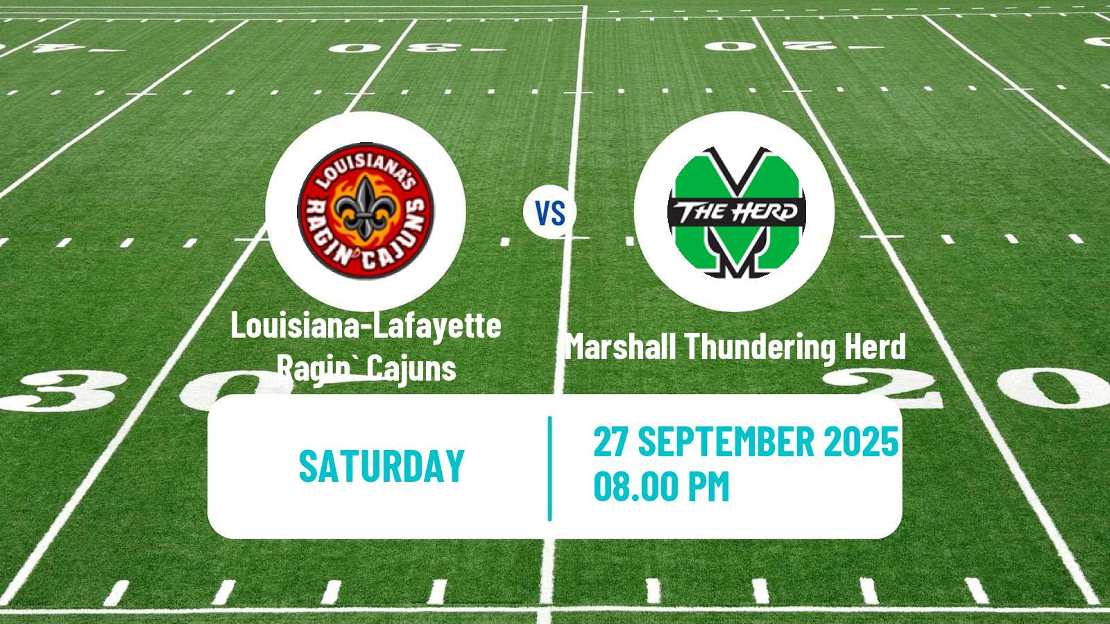 American football NCAA College Football Louisiana-Lafayette Ragin` Cajuns - Marshall Thundering Herd