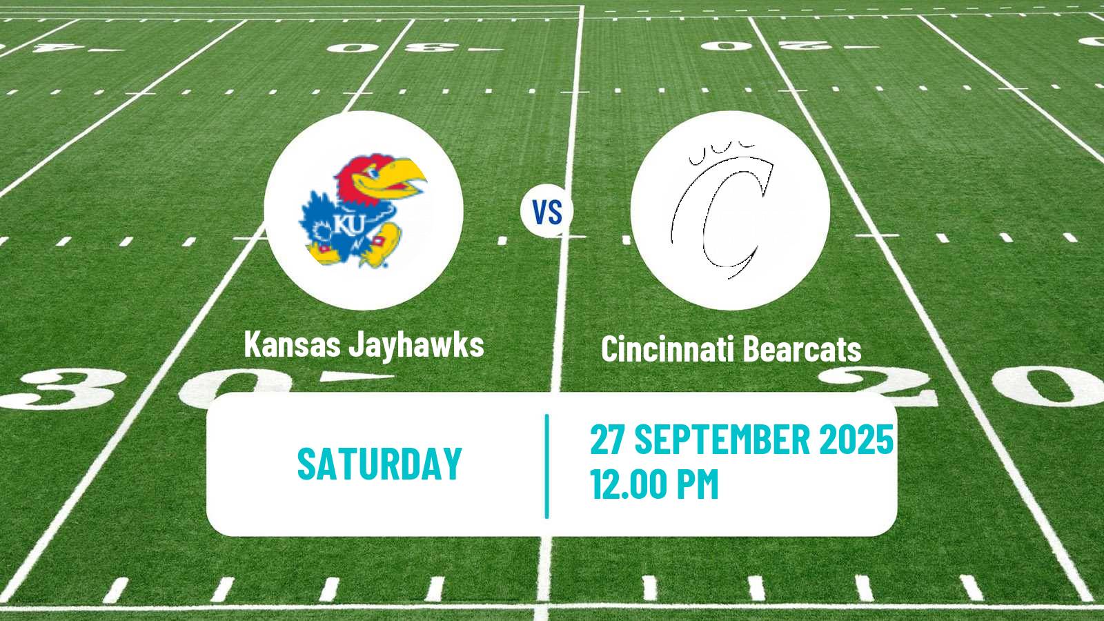American football NCAA College Football Kansas Jayhawks - Cincinnati Bearcats