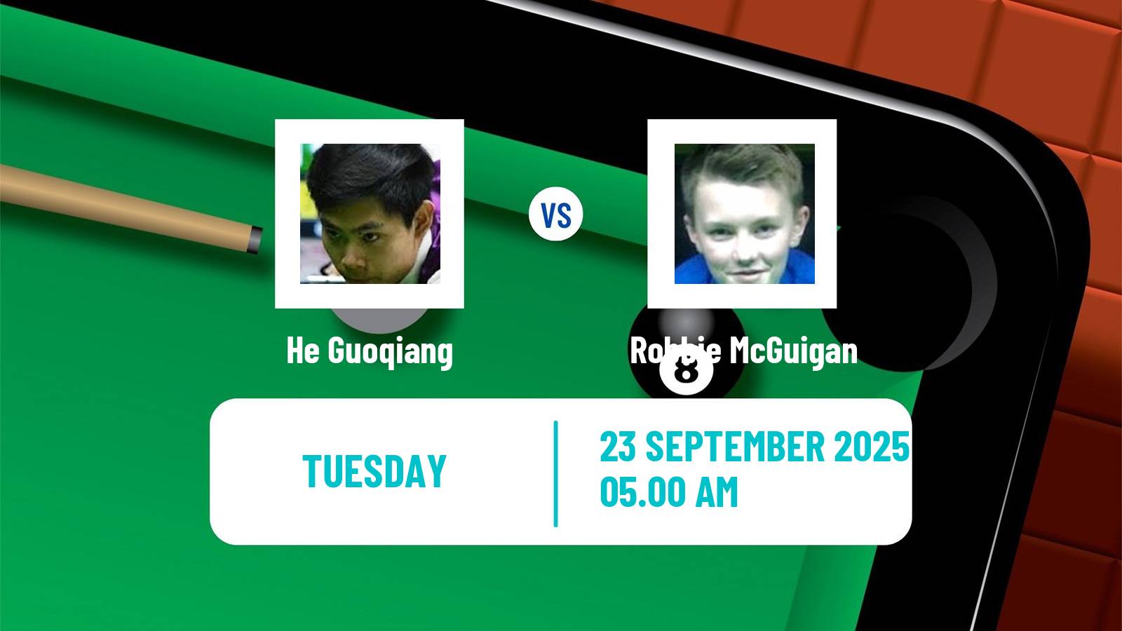 Snooker British Open He Guoqiang - Robbie McGuigan