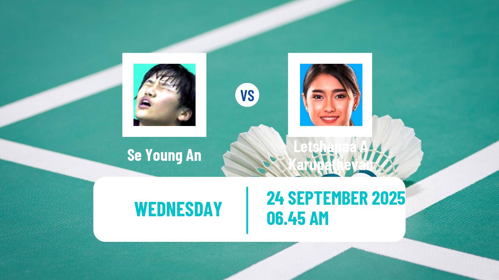 Badminton BWF World Tour Korea Open Women Se Young An - Letshanaa A Karupathevan