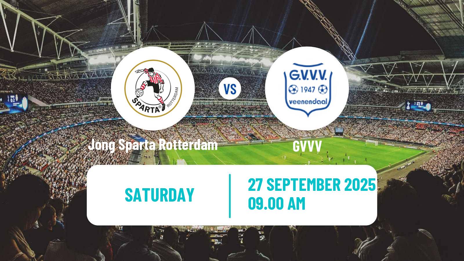 Soccer Dutch Tweede Divisie Jong Sparta Rotterdam - GVVV