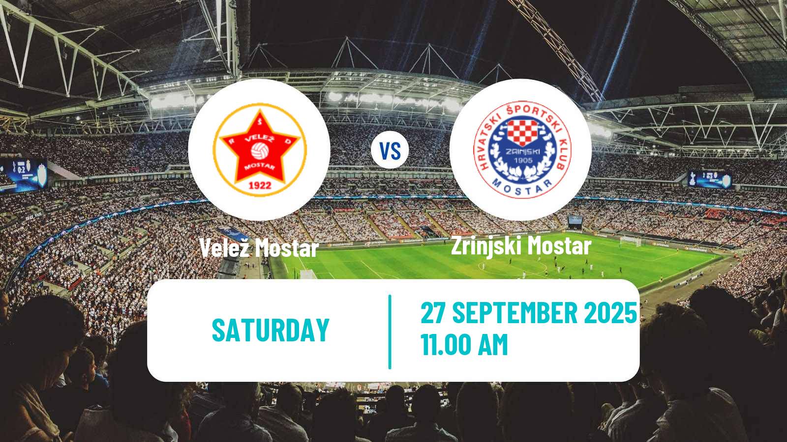 Soccer Bosnian Premier League Velež Mostar - Zrinjski Mostar