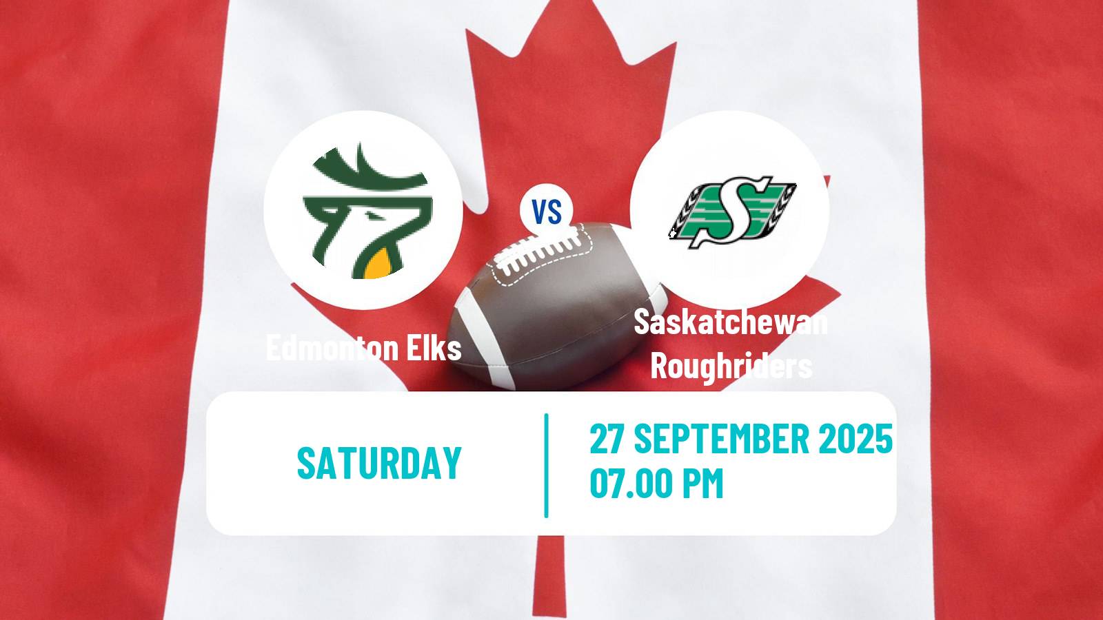 Canadian football CFL Edmonton Elks - Saskatchewan Roughriders