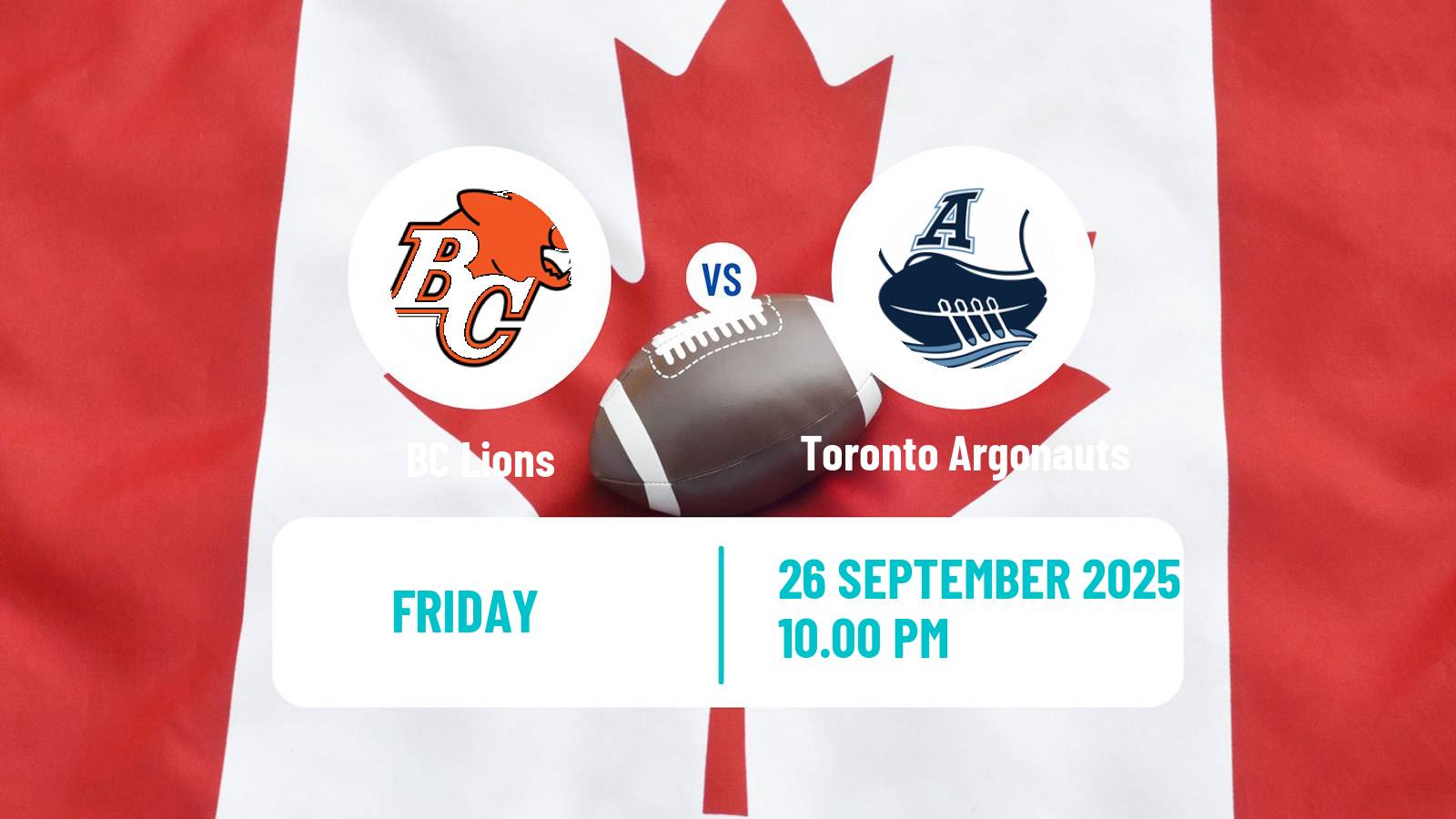 Canadian football CFL BC Lions - Toronto Argonauts