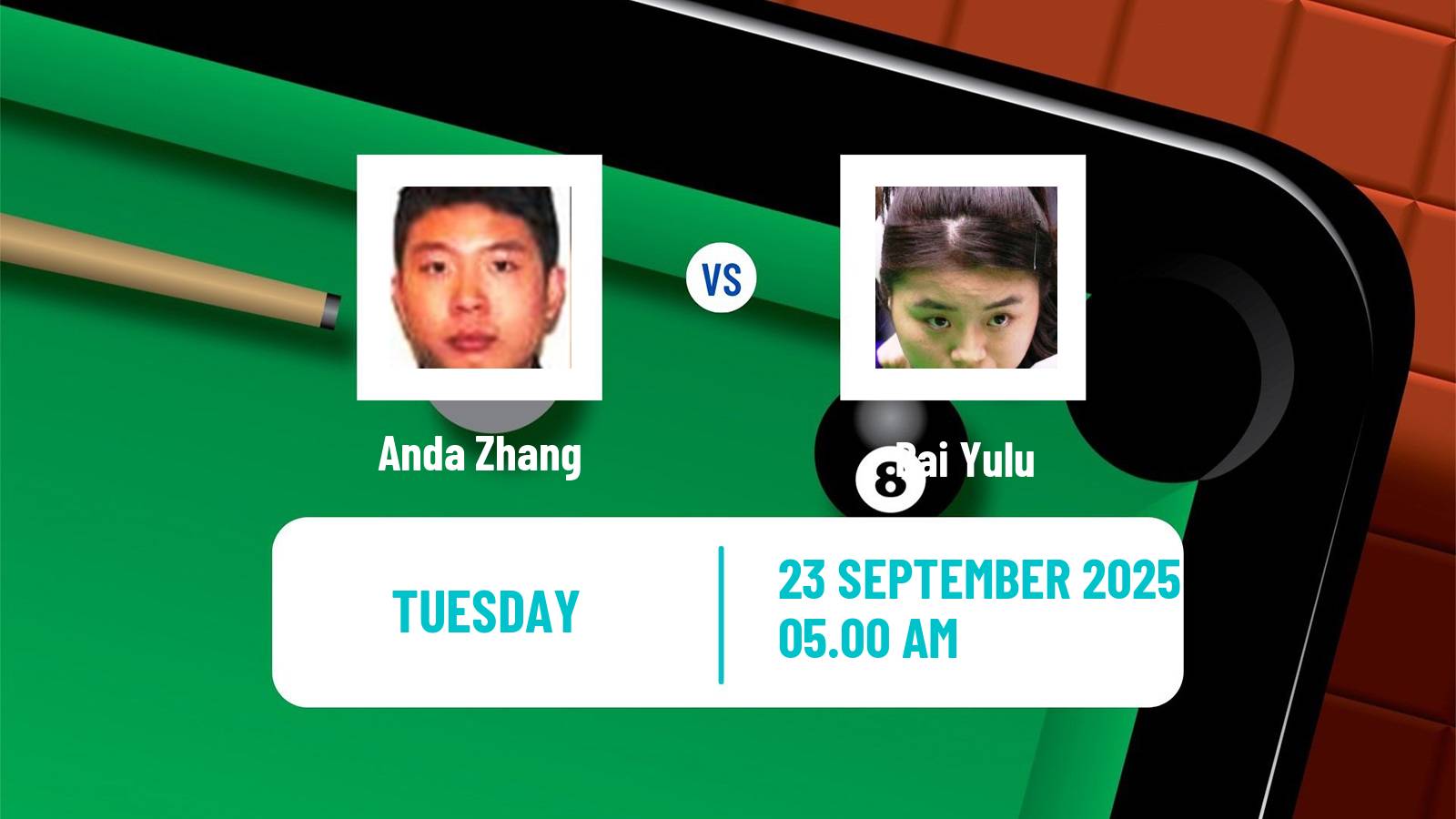 Snooker British Open Anda Zhang - Bai Yulu