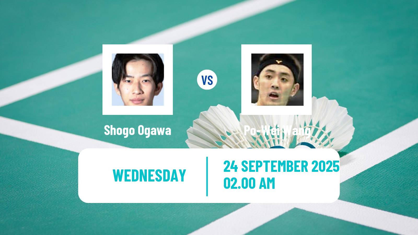 Badminton BWF World Tour Kaohsiung Masters Men Shogo Ogawa - Po-Wei Wang