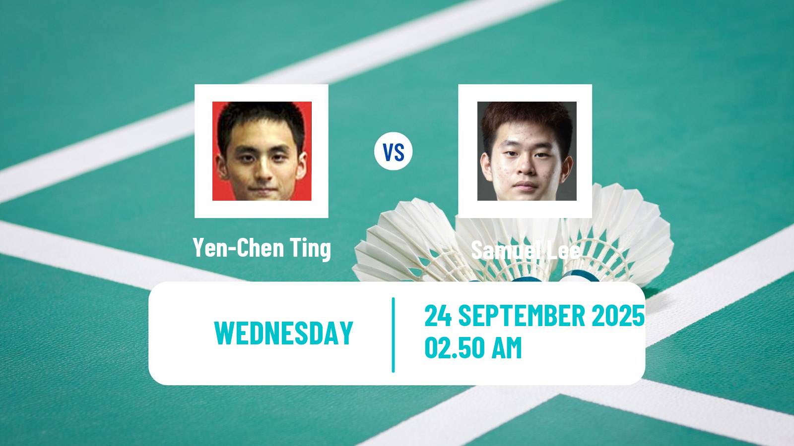 Badminton BWF World Tour Kaohsiung Masters Men Yen-Chen Ting - Samuel Lee