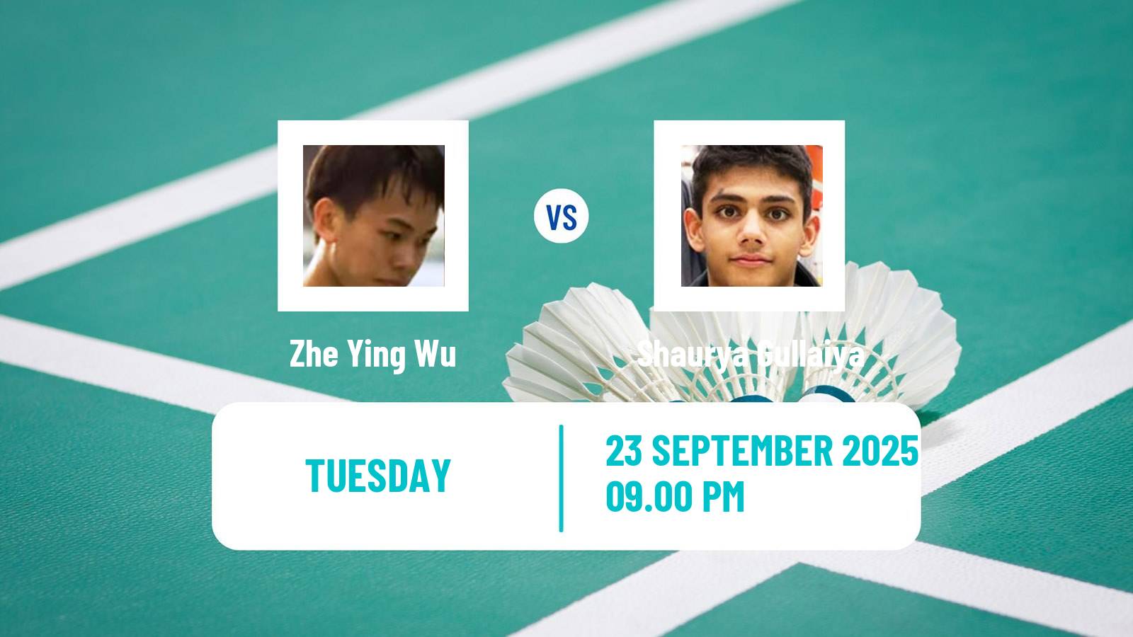 Badminton BWF World Tour Kaohsiung Masters Men Zhe Ying Wu - Shaurya Gullaiya