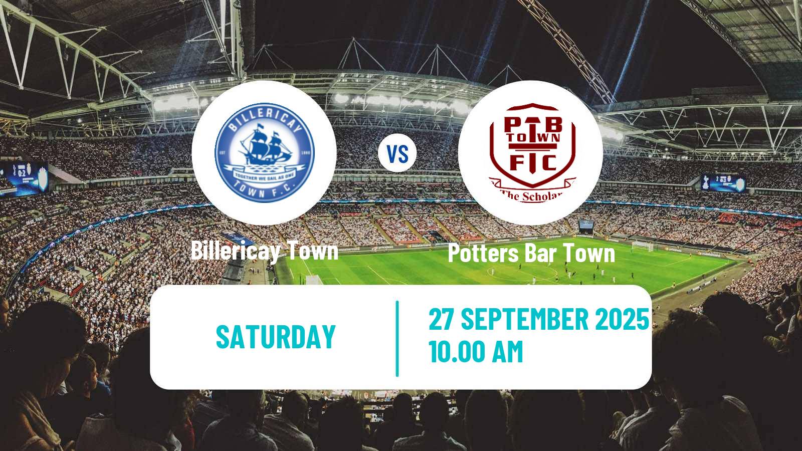 Soccer English Isthmian League Premier Division Billericay Town - Potters Bar Town