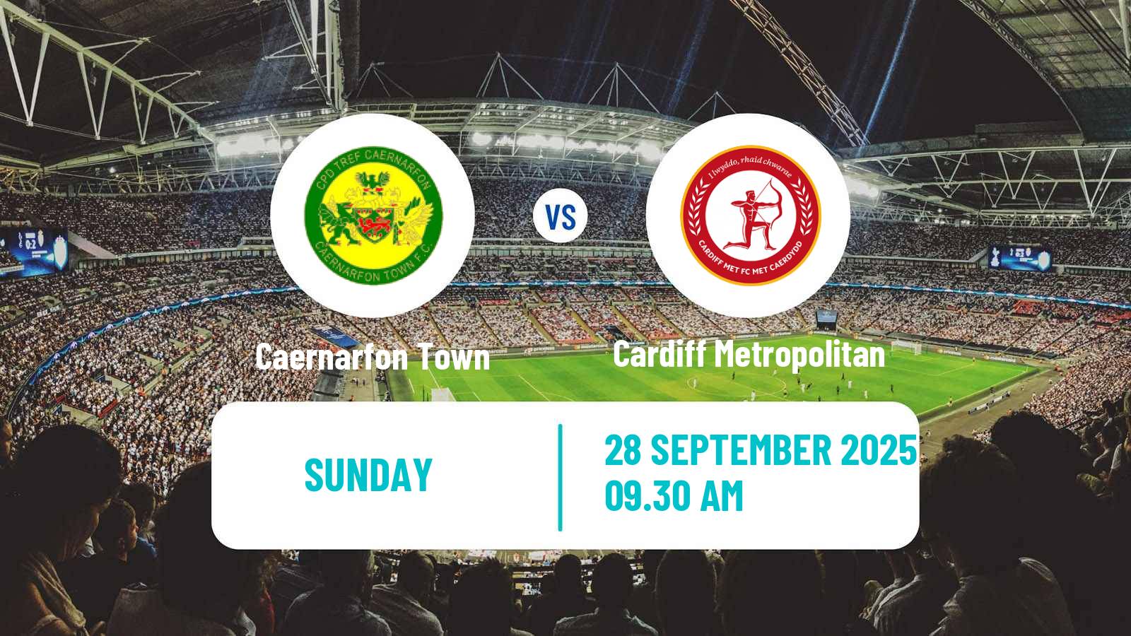 Soccer Welsh Cymru Premier Caernarfon Town - Cardiff Metropolitan
