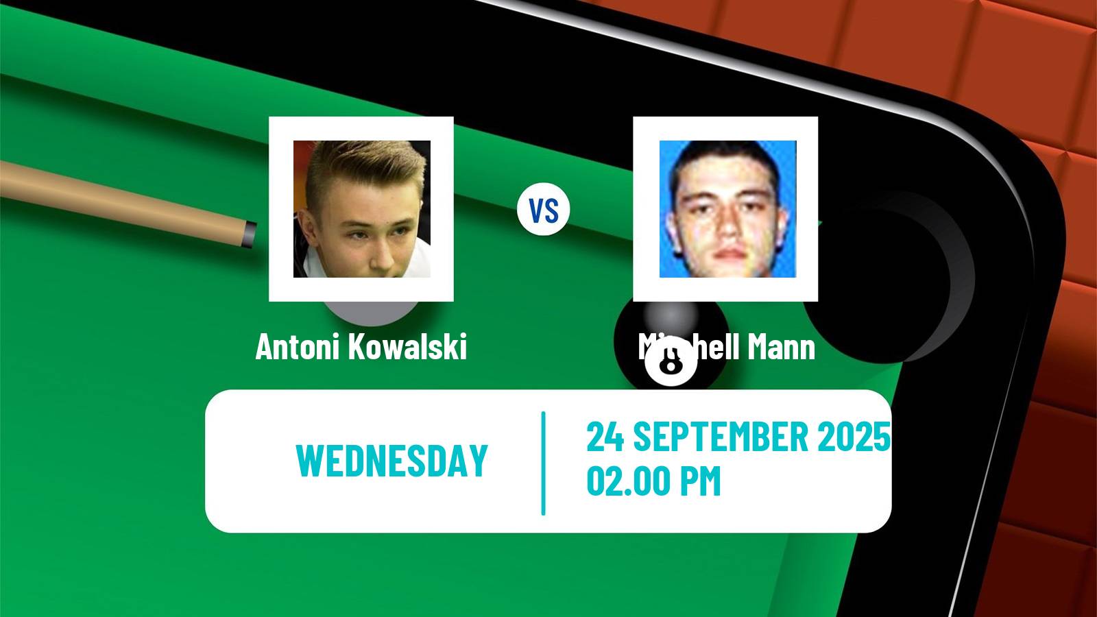 Snooker British Open Antoni Kowalski - Mitchell Mann