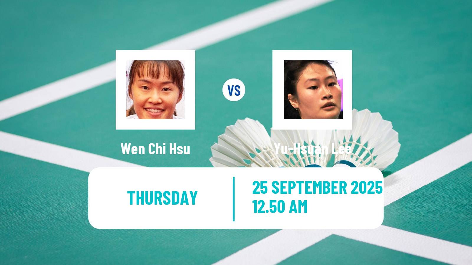 Badminton BWF World Tour Kaohsiung Masters Women Wen Chi Hsu - Yu-Hsuan Lee
