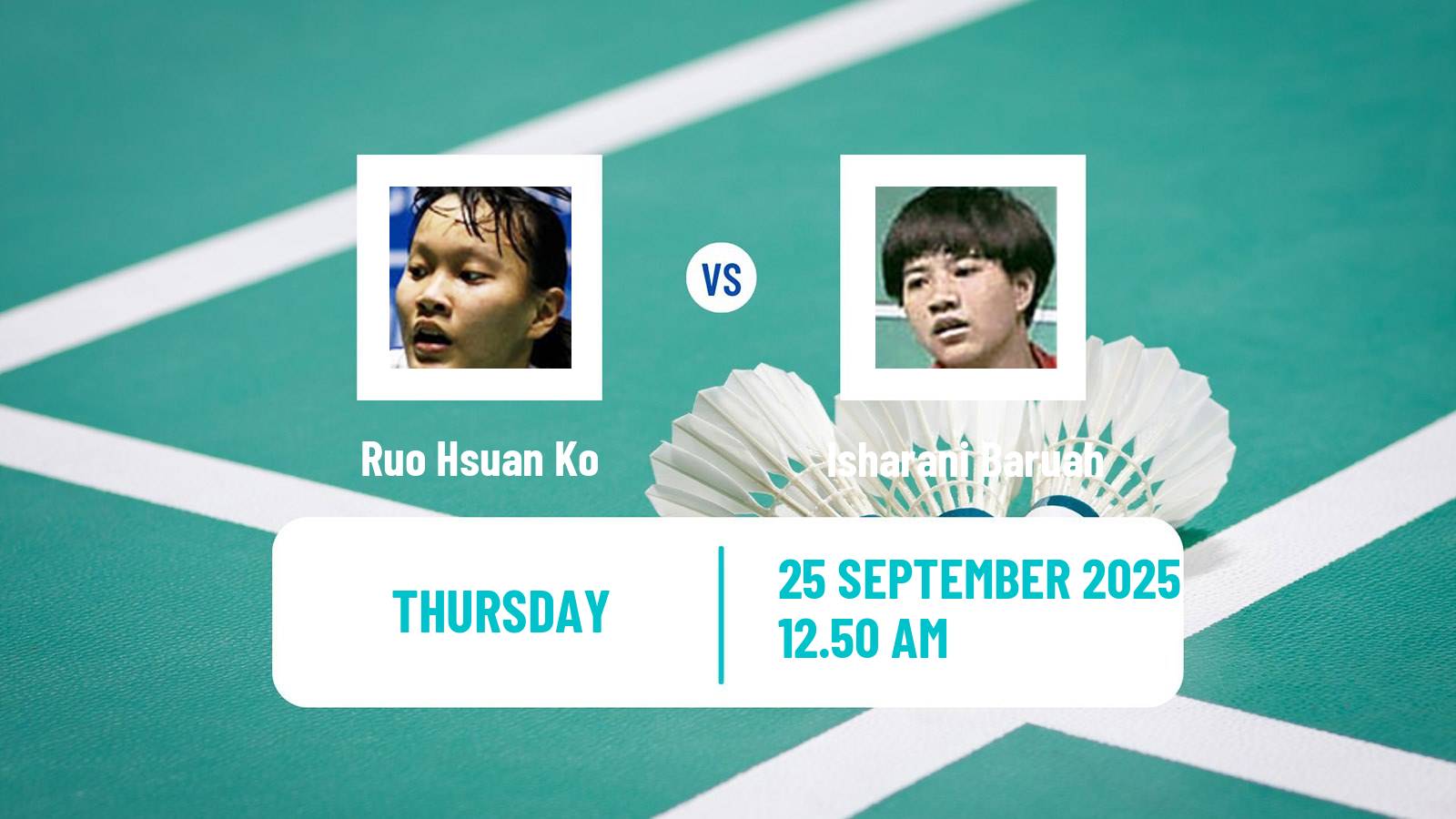 Badminton BWF World Tour Kaohsiung Masters Women Ruo Hsuan Ko - Isharani Baruah