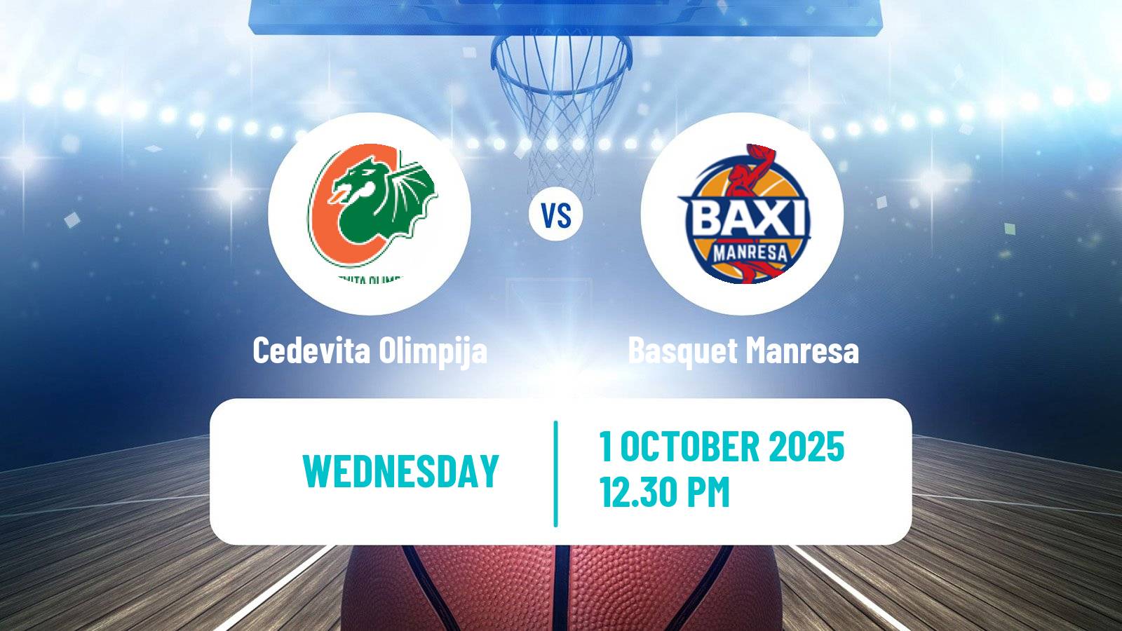 Basketball Eurocup Cedevita Olimpija - Basquet Manresa