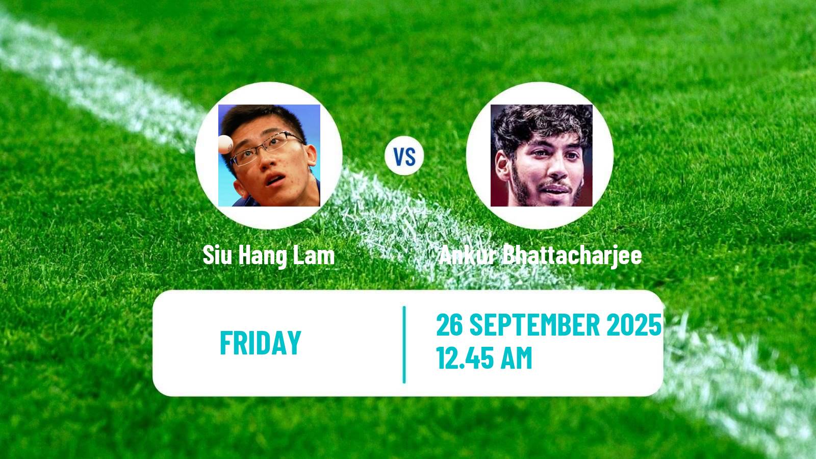 Table tennis China Smash Men Siu Hang Lam - Ankur Bhattacharjee