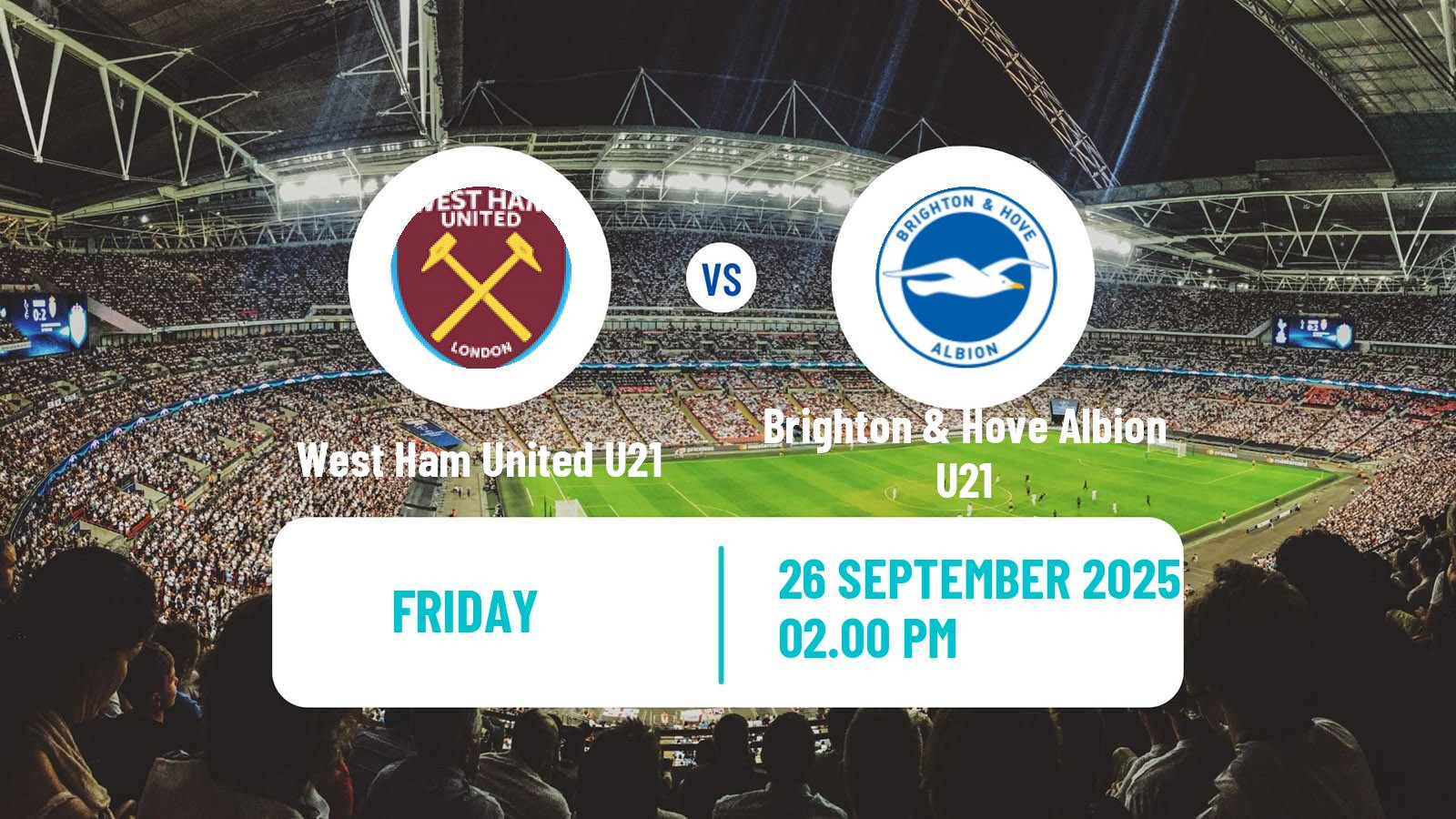 Soccer English Premier League 2 West Ham United U21 - Brighton & Hove Albion U21