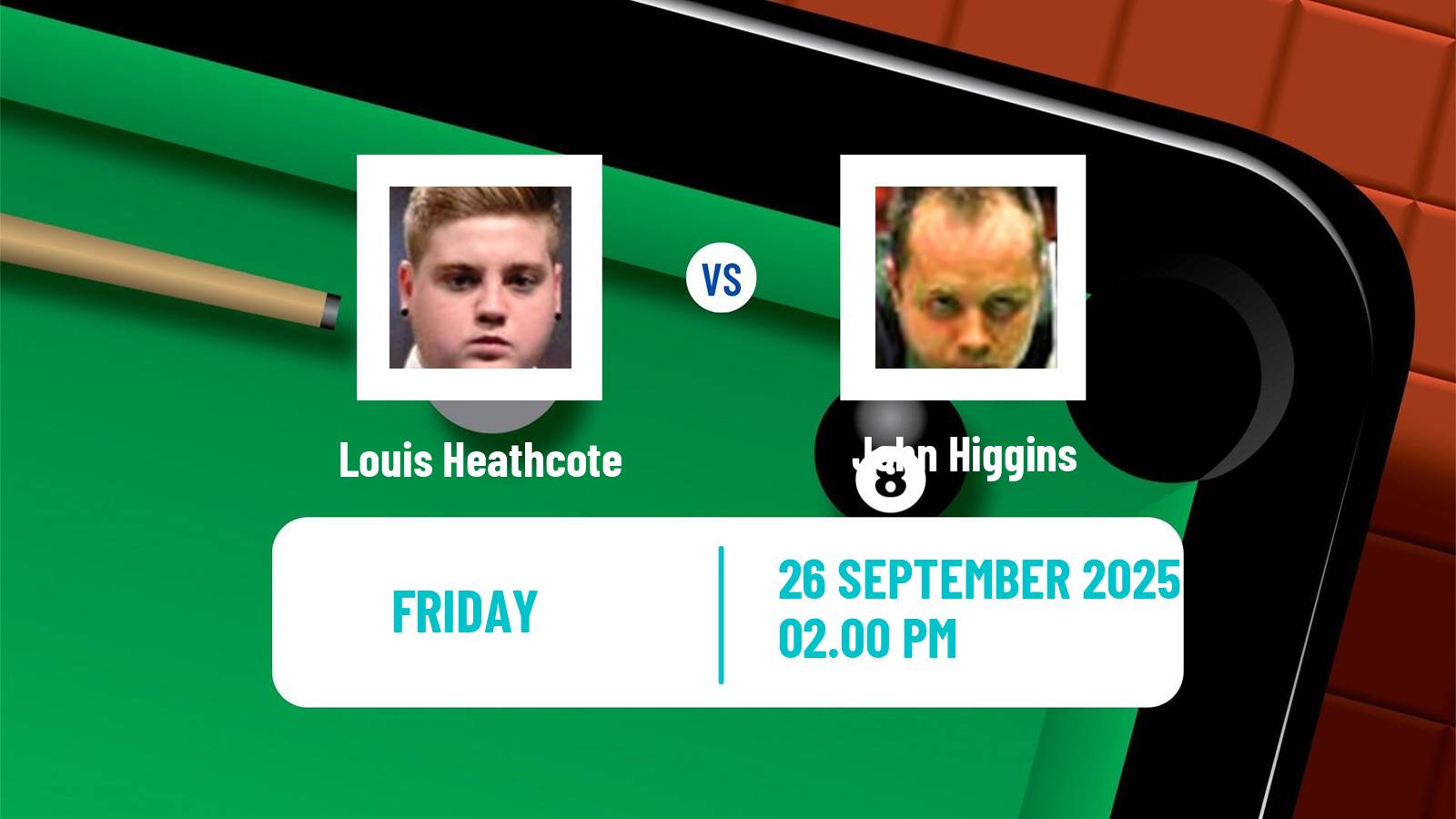 Snooker British Open Louis Heathcote - John Higgins