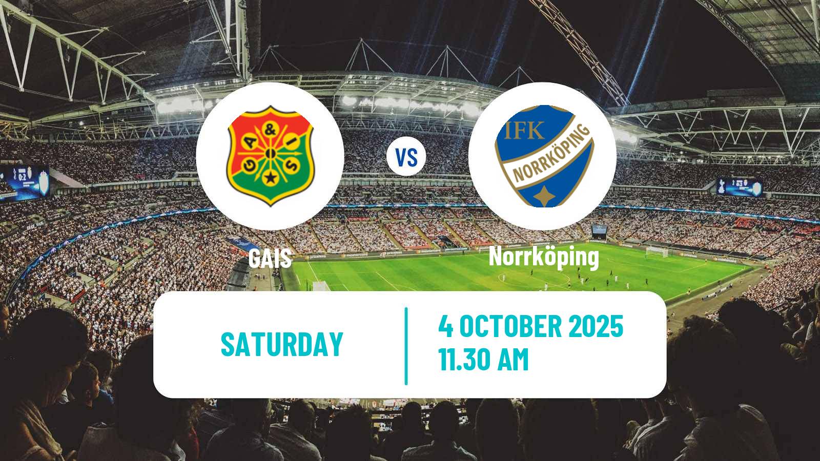 Soccer Swedish Allsvenskan GAIS - Norrköping