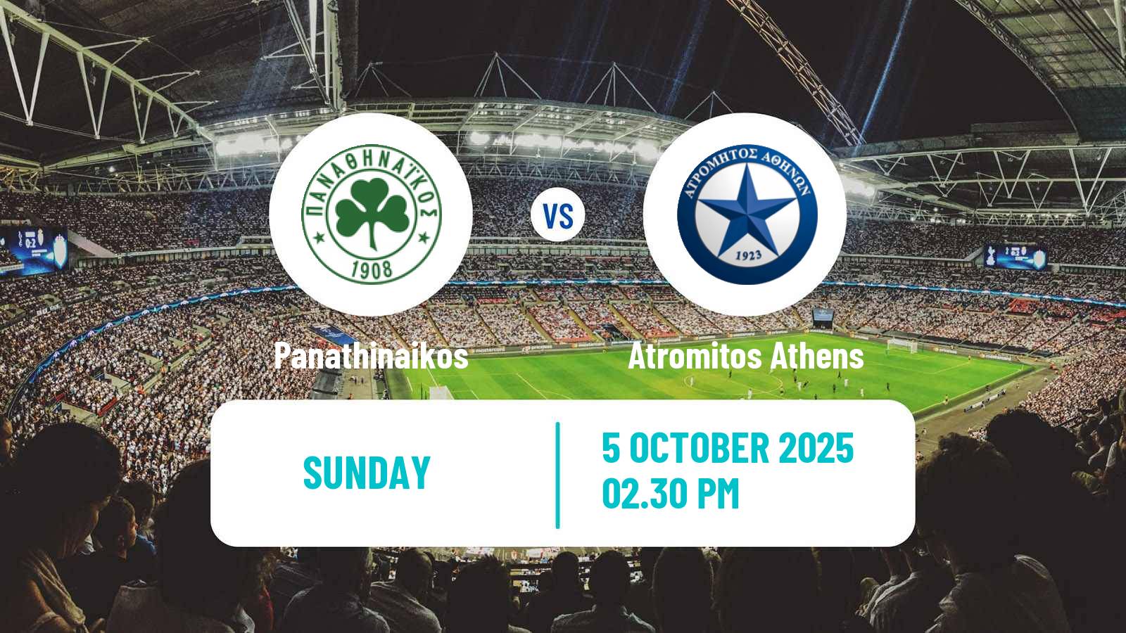 Soccer Greek Super League Panathinaikos - Atromitos Athens