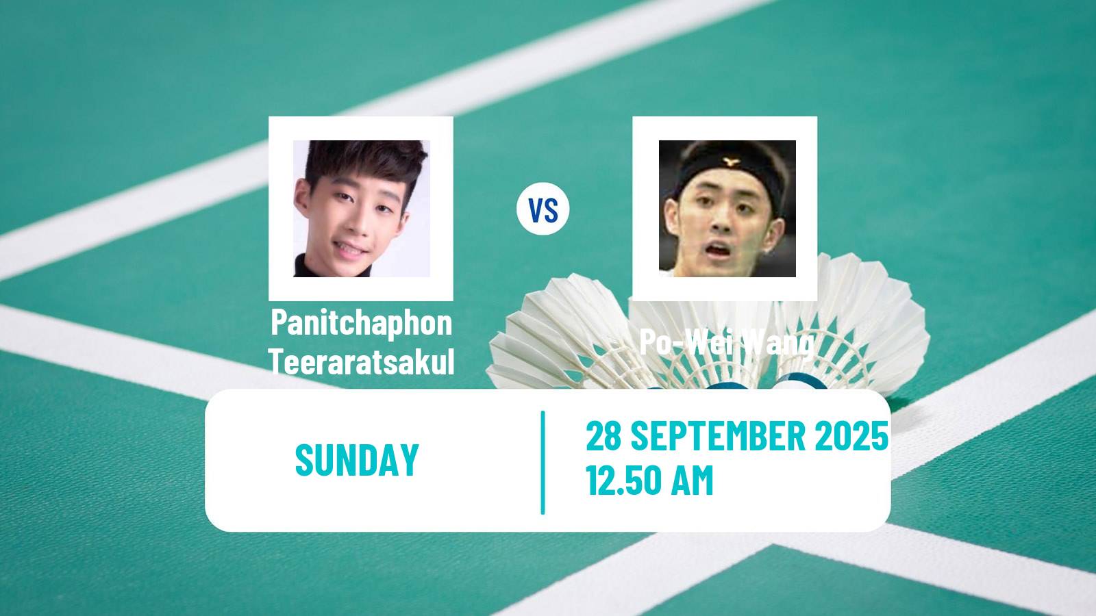 Badminton BWF World Tour Kaohsiung Masters Men Panitchaphon Teeraratsakul - Po-Wei Wang