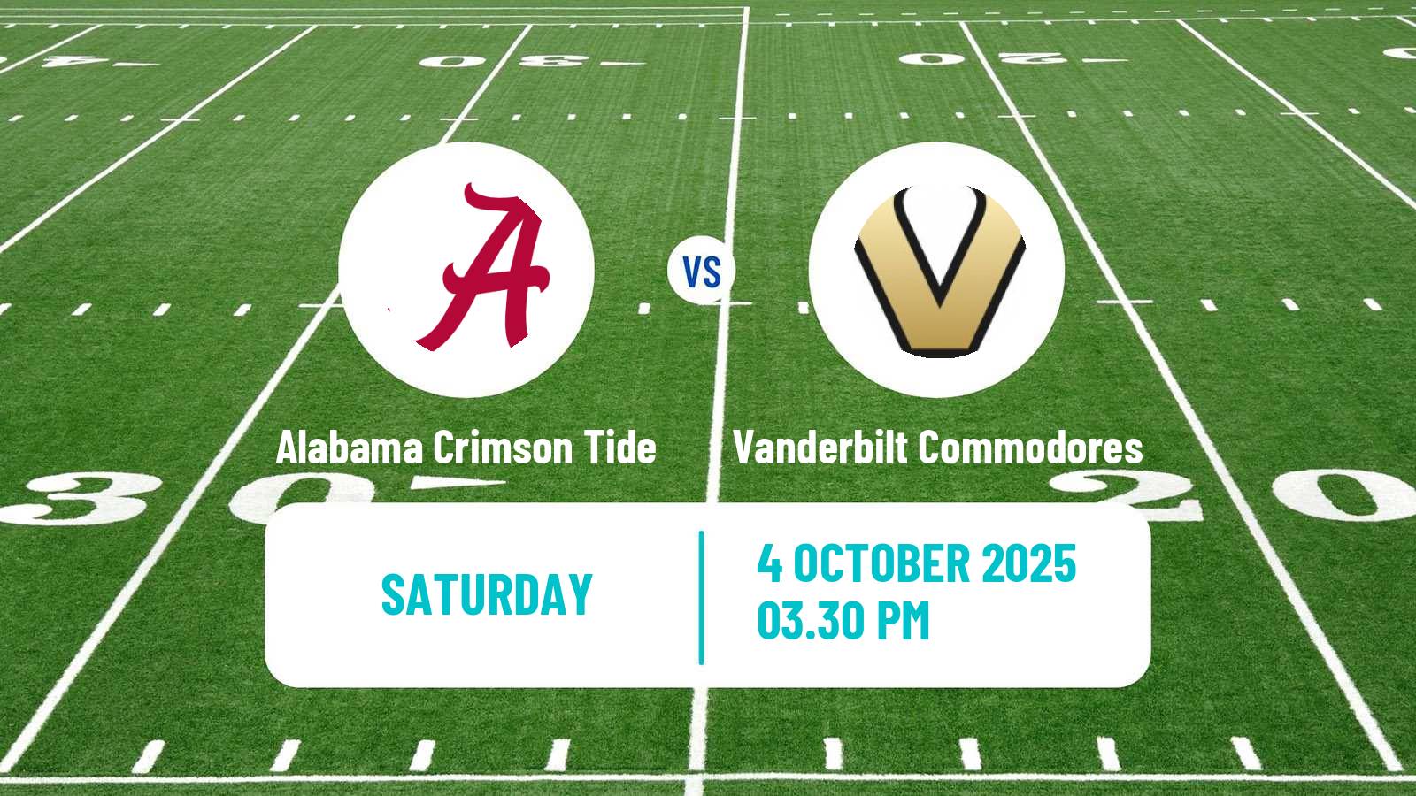 American football NCAA College Football Alabama Crimson Tide - Vanderbilt Commodores