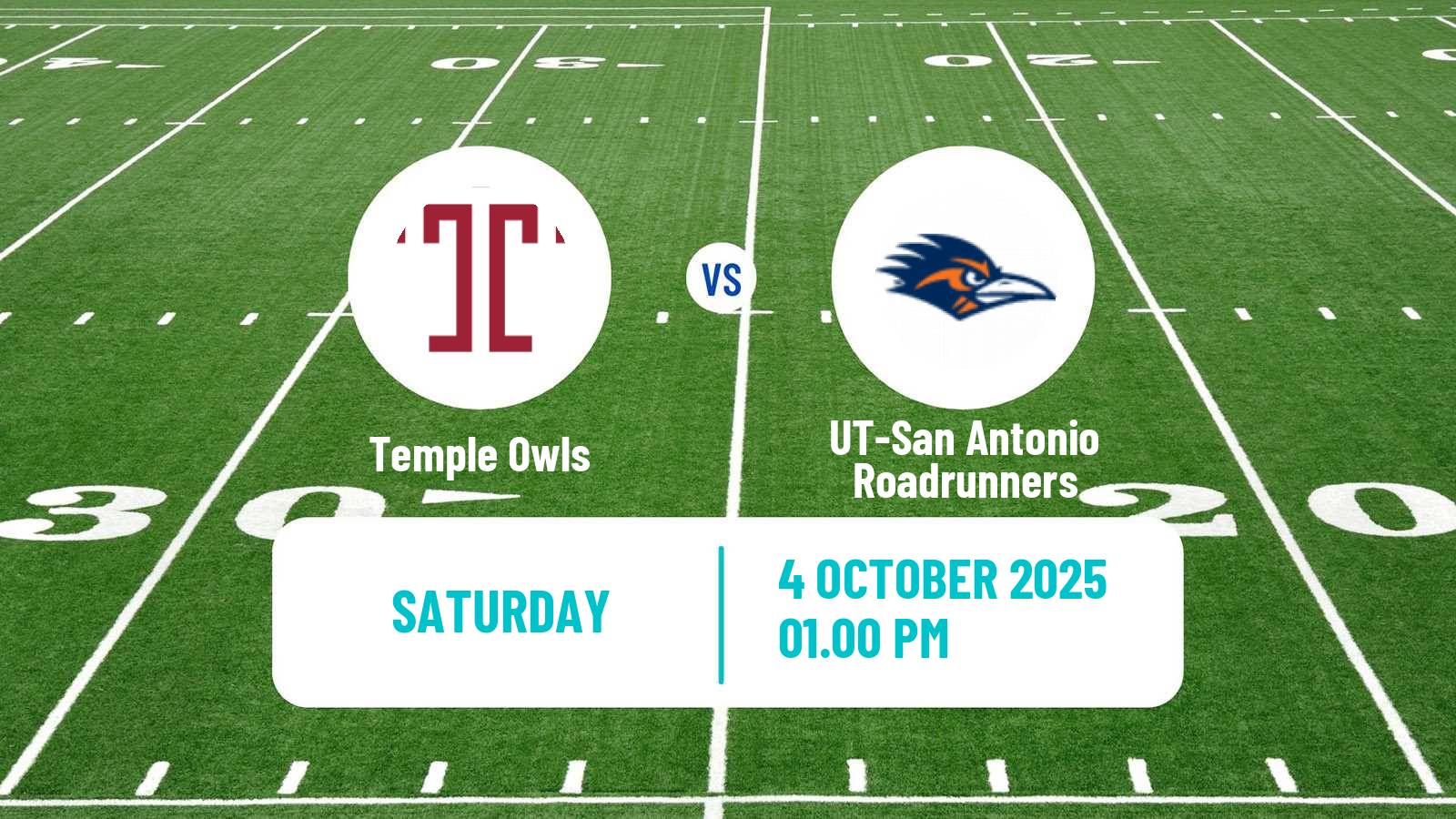 American football NCAA College Football Temple Owls - UT-San Antonio Roadrunners