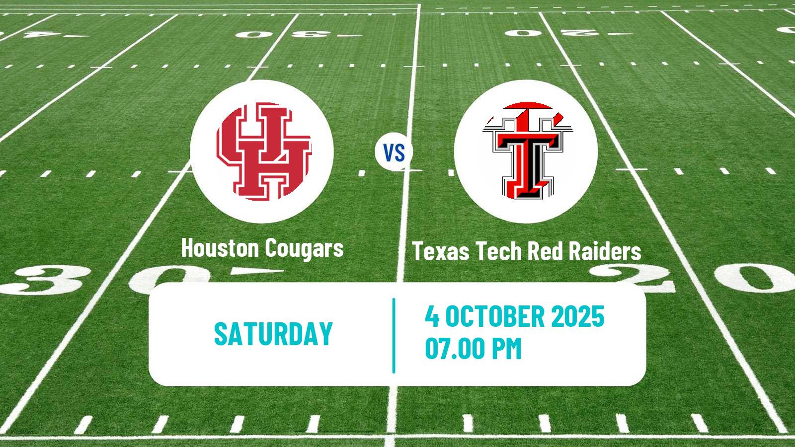 American football NCAA College Football Houston Cougars - Texas Tech Red Raiders