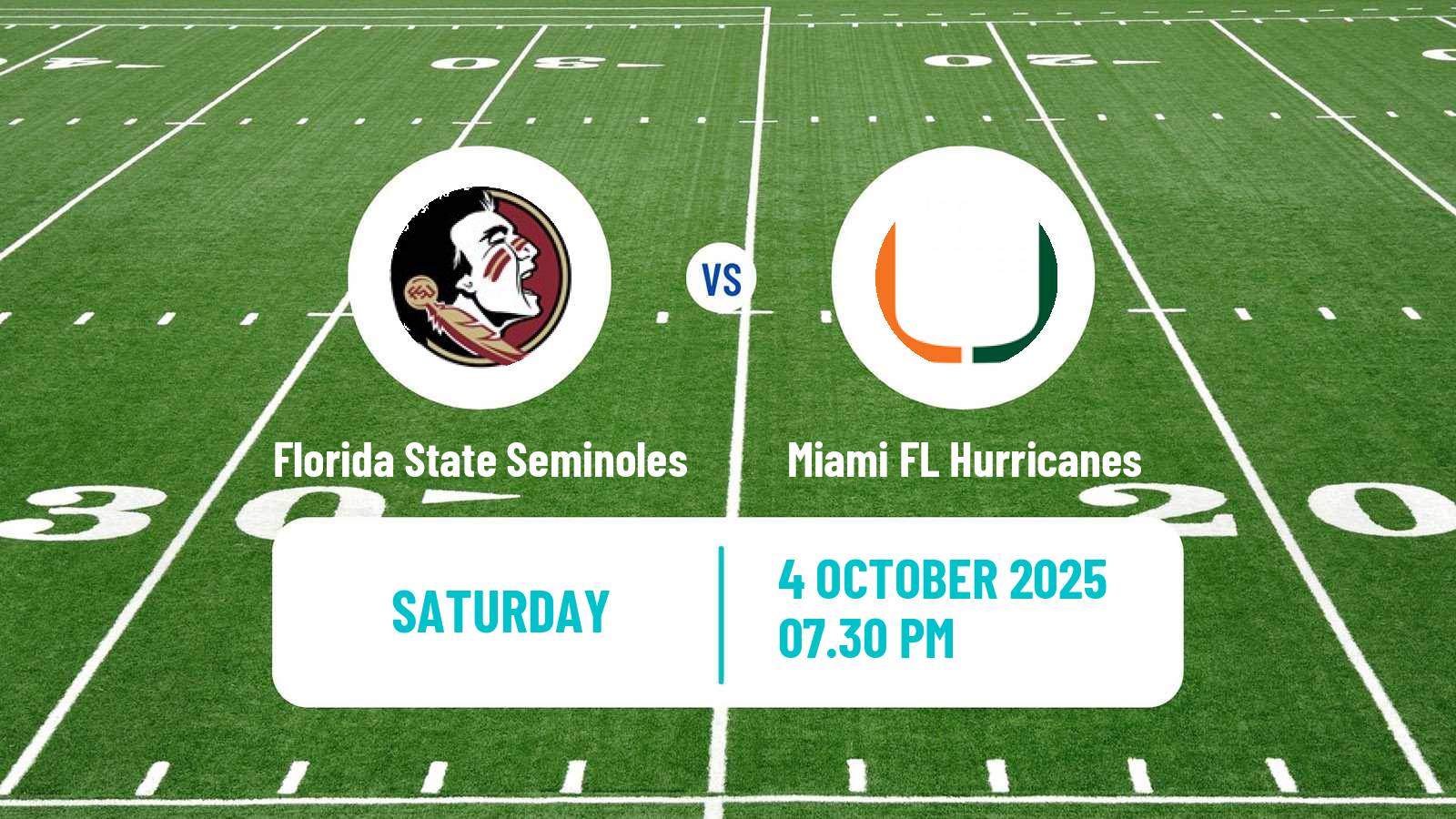 American football NCAA College Football Florida State Seminoles - Miami FL Hurricanes