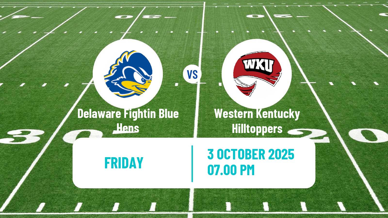 American football NCAA College Football Delaware Fightin Blue Hens - Western Kentucky Hilltoppers