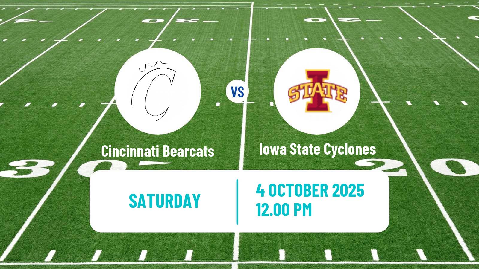 American football NCAA College Football Cincinnati Bearcats - Iowa State Cyclones