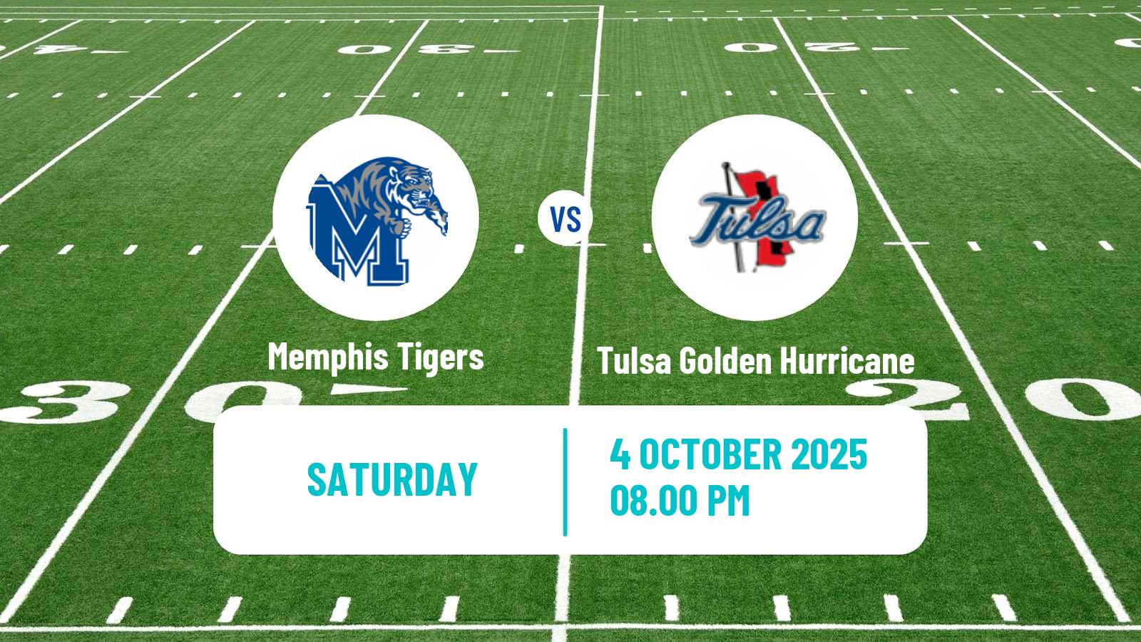 American football NCAA College Football Memphis Tigers - Tulsa Golden Hurricane