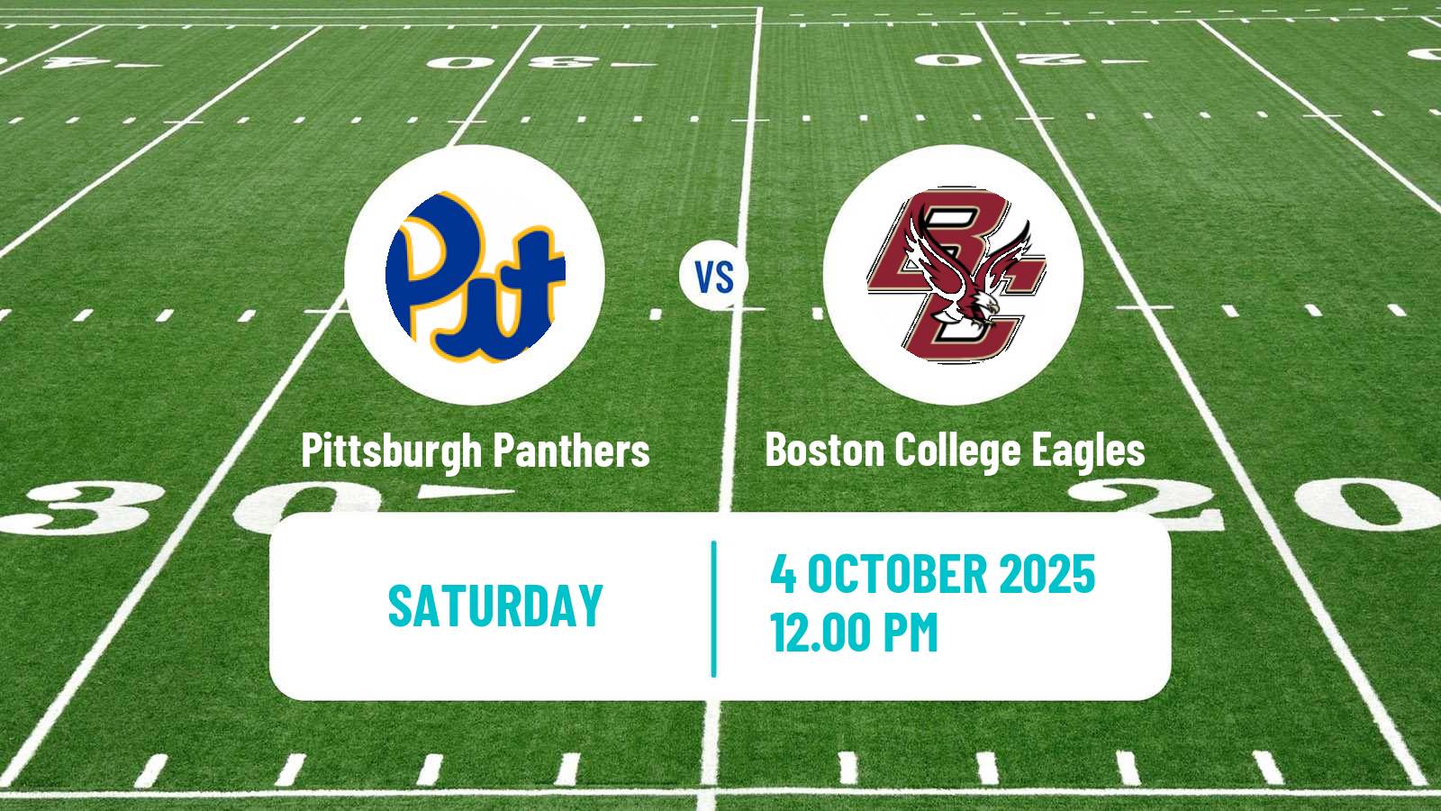 American football NCAA College Football Pittsburgh Panthers - Boston College Eagles