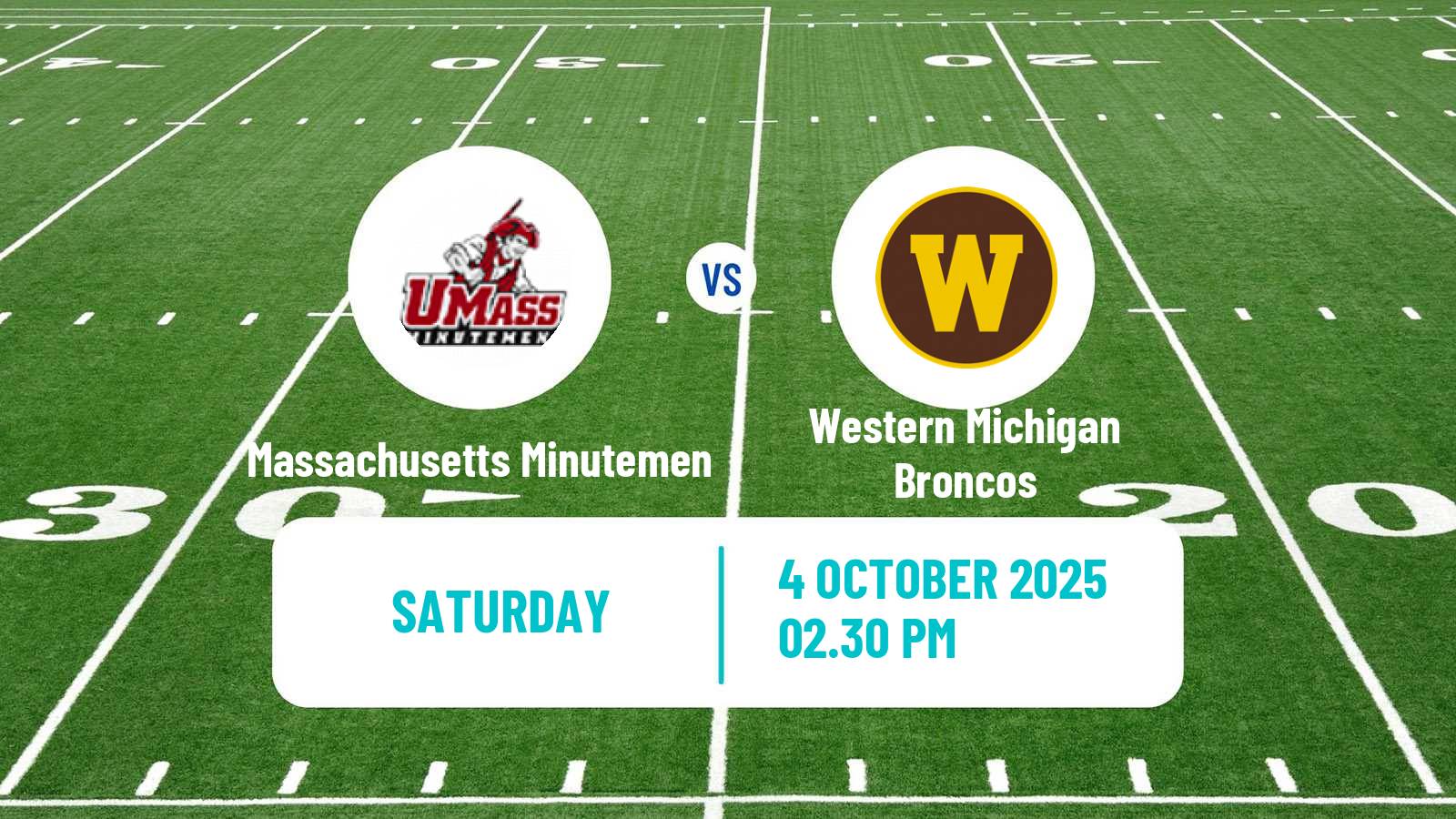 American football NCAA College Football Massachusetts Minutemen - Western Michigan Broncos