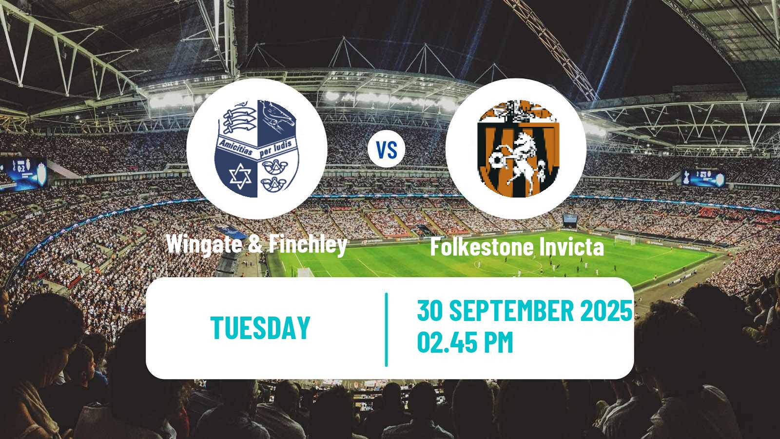 Soccer English Isthmian League Premier Division Wingate & Finchley - Folkestone Invicta