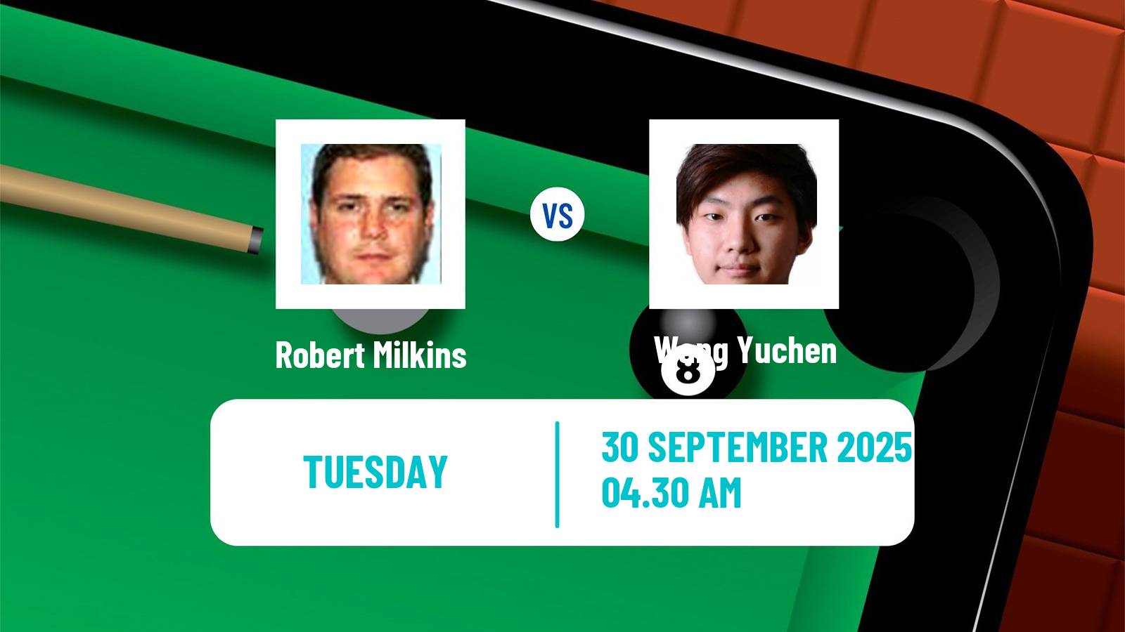 Snooker International Championship Robert Milkins - Wang Yuchen