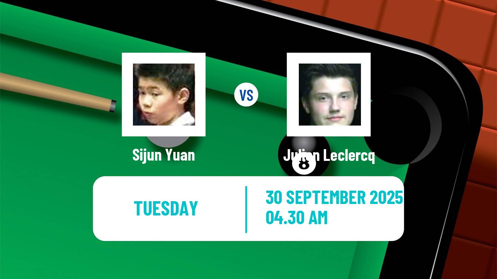 Snooker International Championship Sijun Yuan - Julien Leclercq