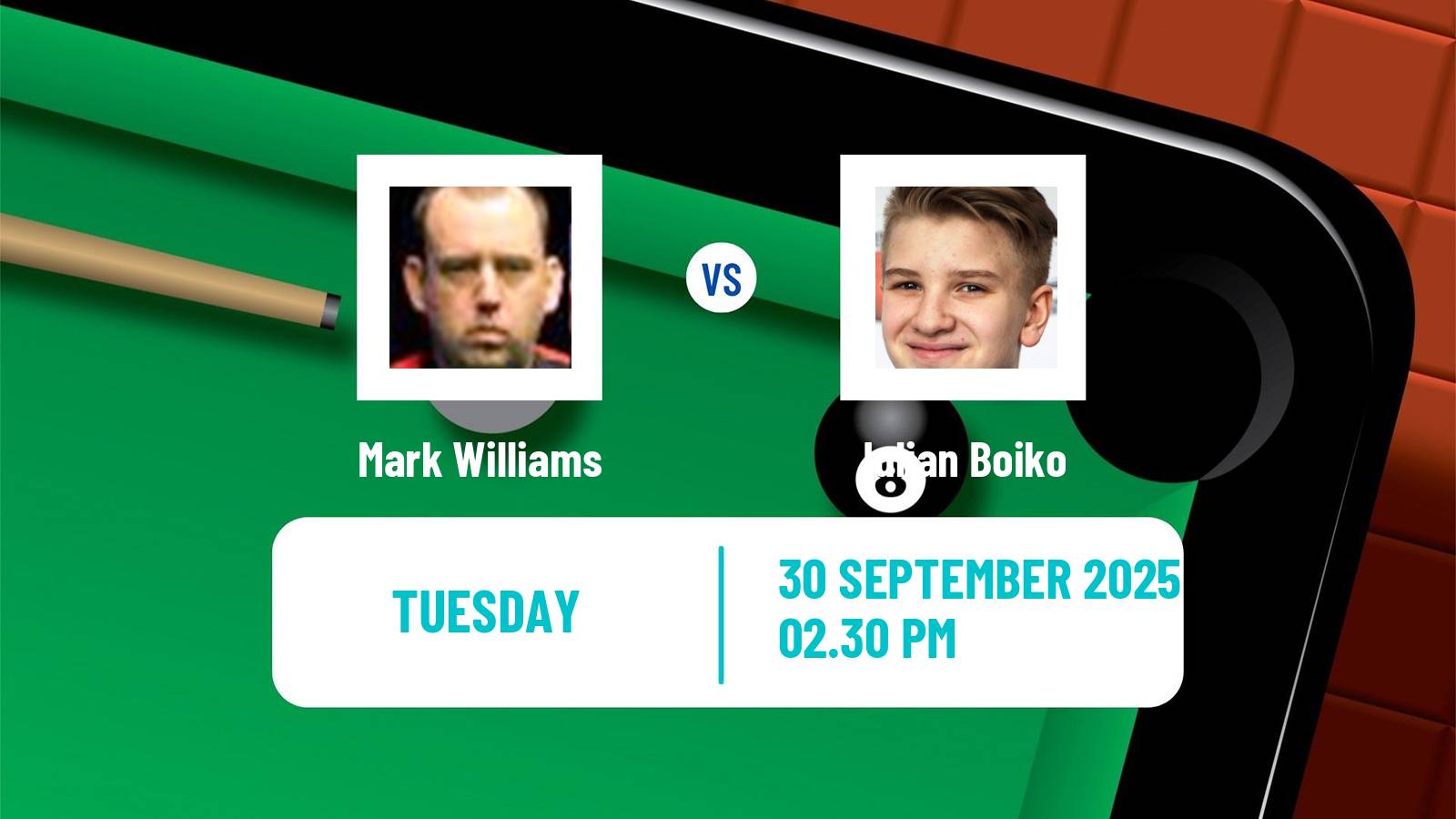 Snooker International Championship Mark Williams - Iulian Boiko