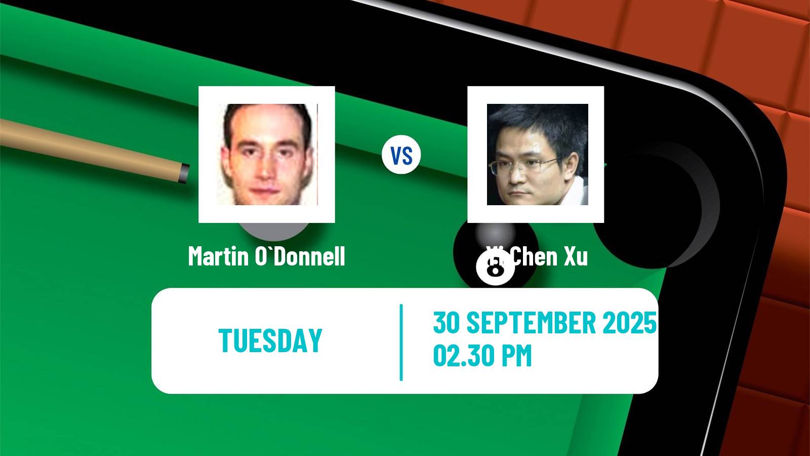 Snooker International Championship Martin O`Donnell - Yi Chen Xu