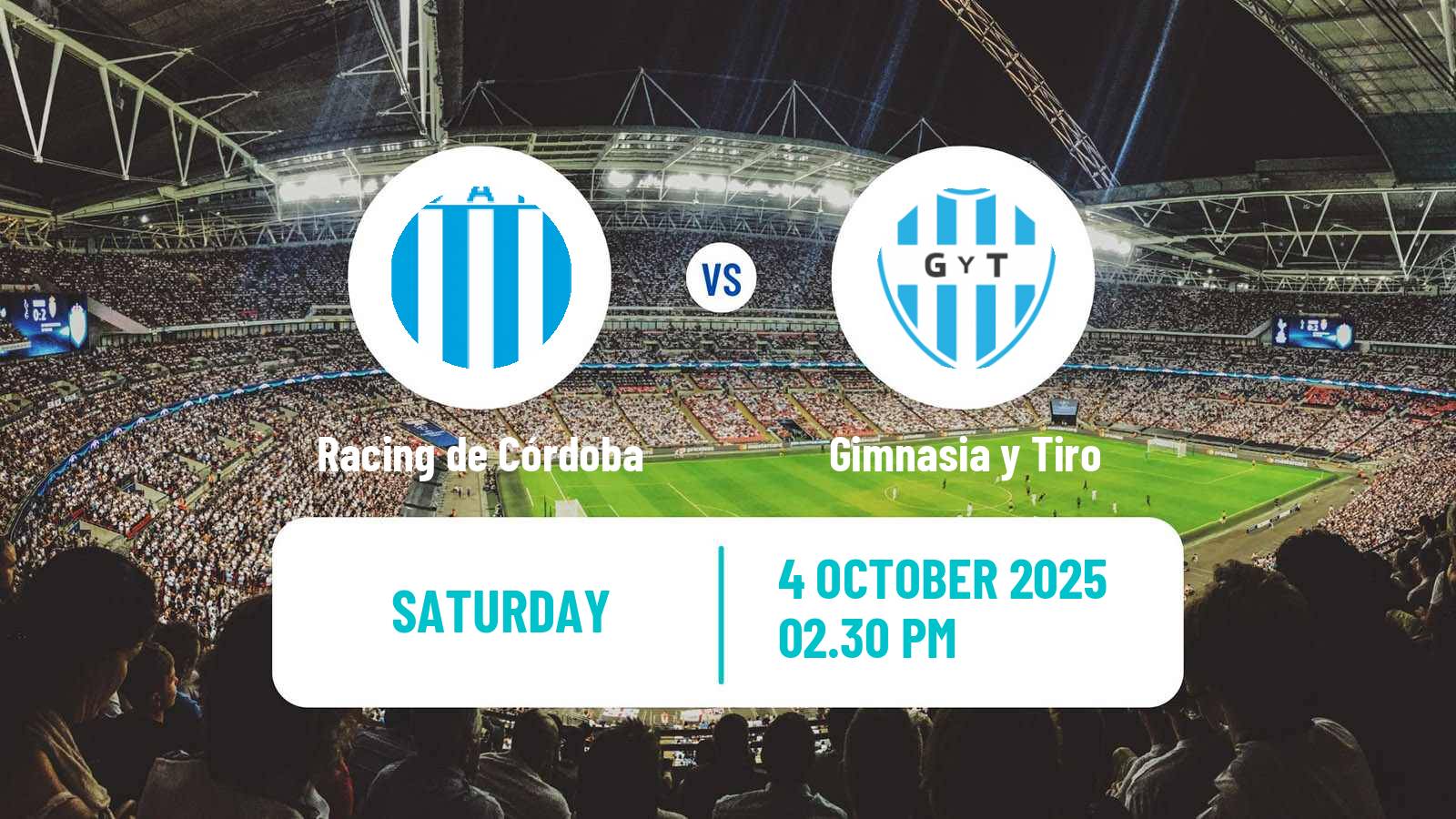 Soccer Argentinian Primera Nacional Racing de Córdoba - Gimnasia y Tiro
