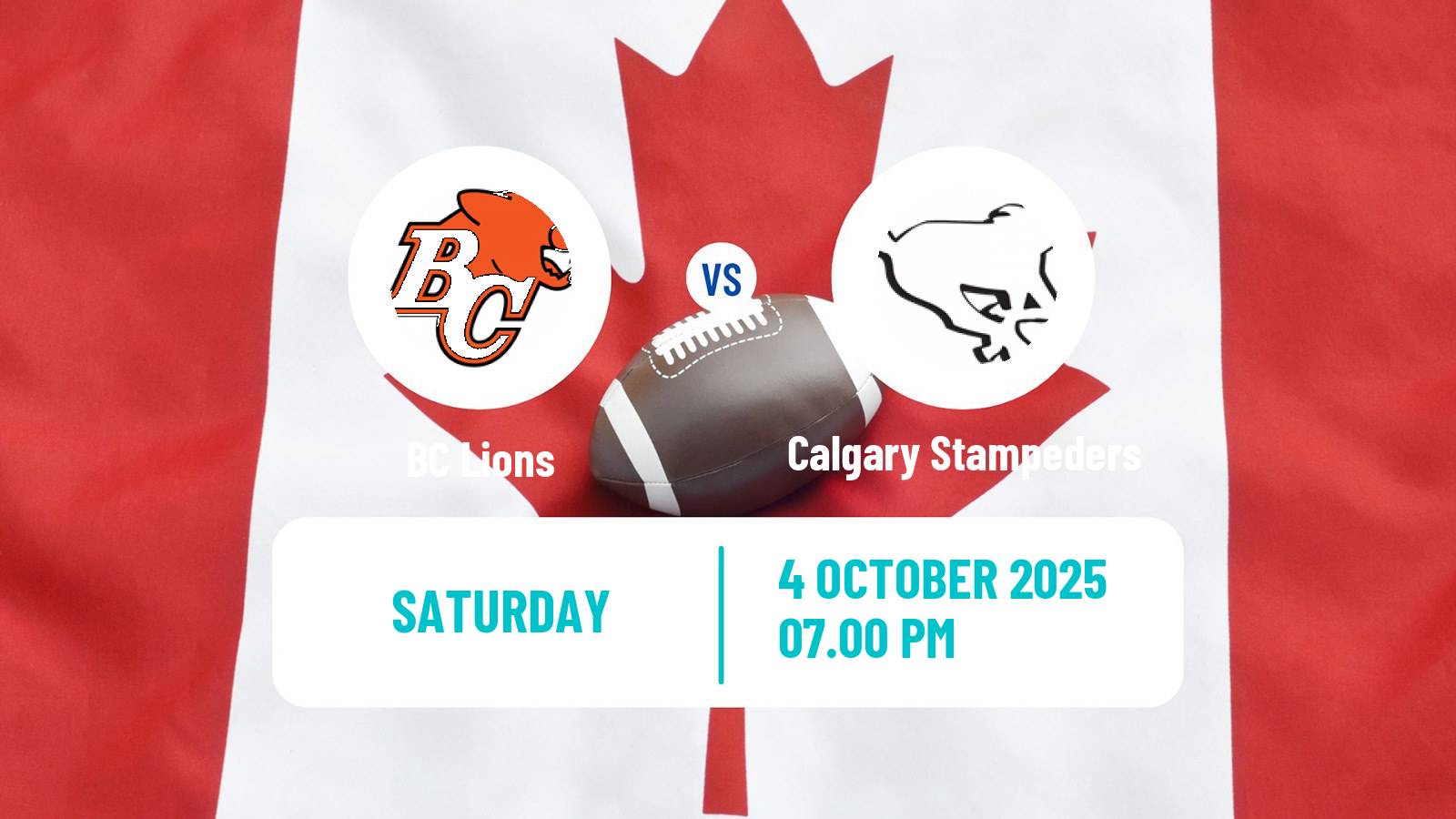 Canadian football CFL BC Lions - Calgary Stampeders