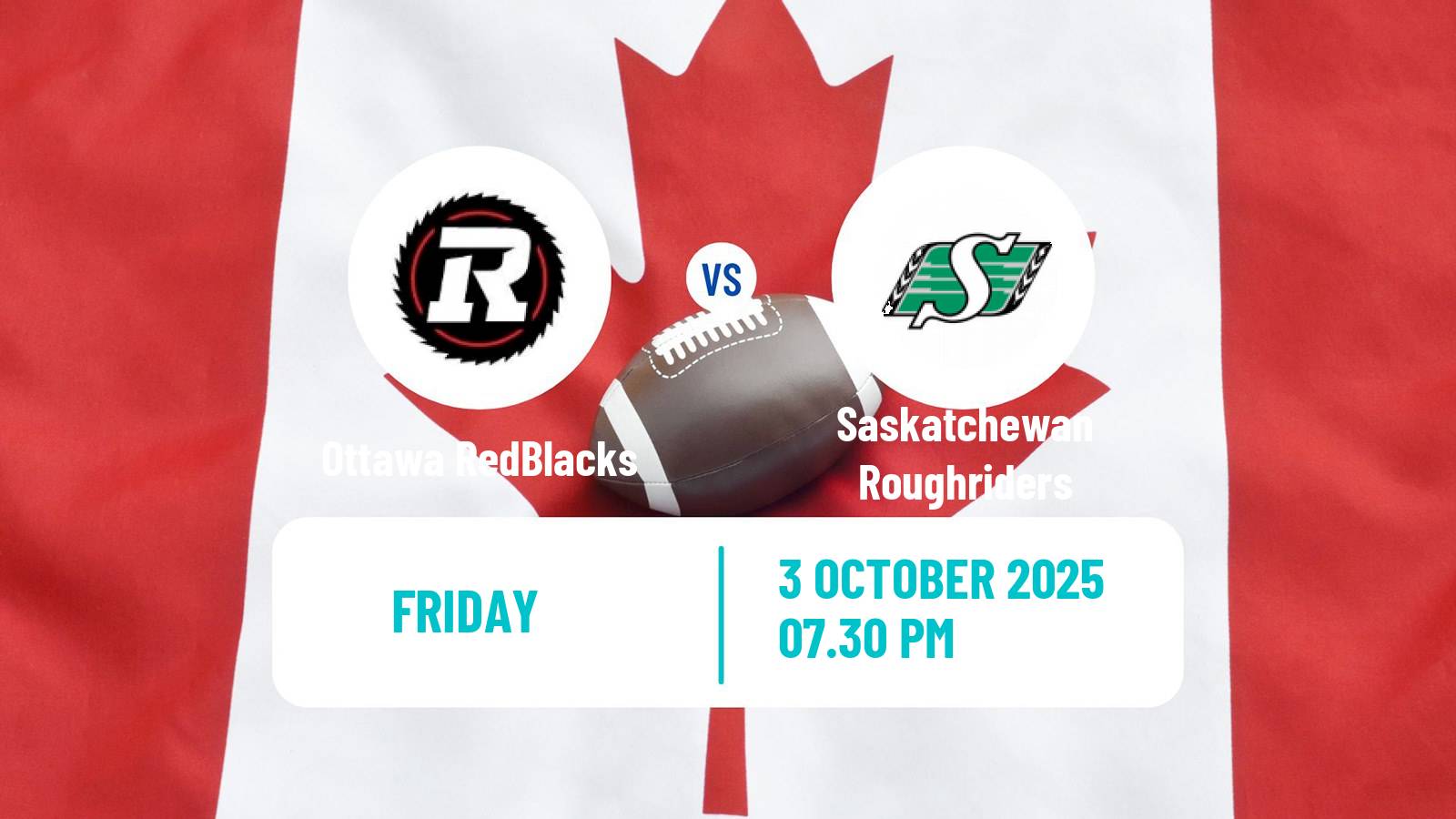 Canadian football CFL Ottawa RedBlacks - Saskatchewan Roughriders