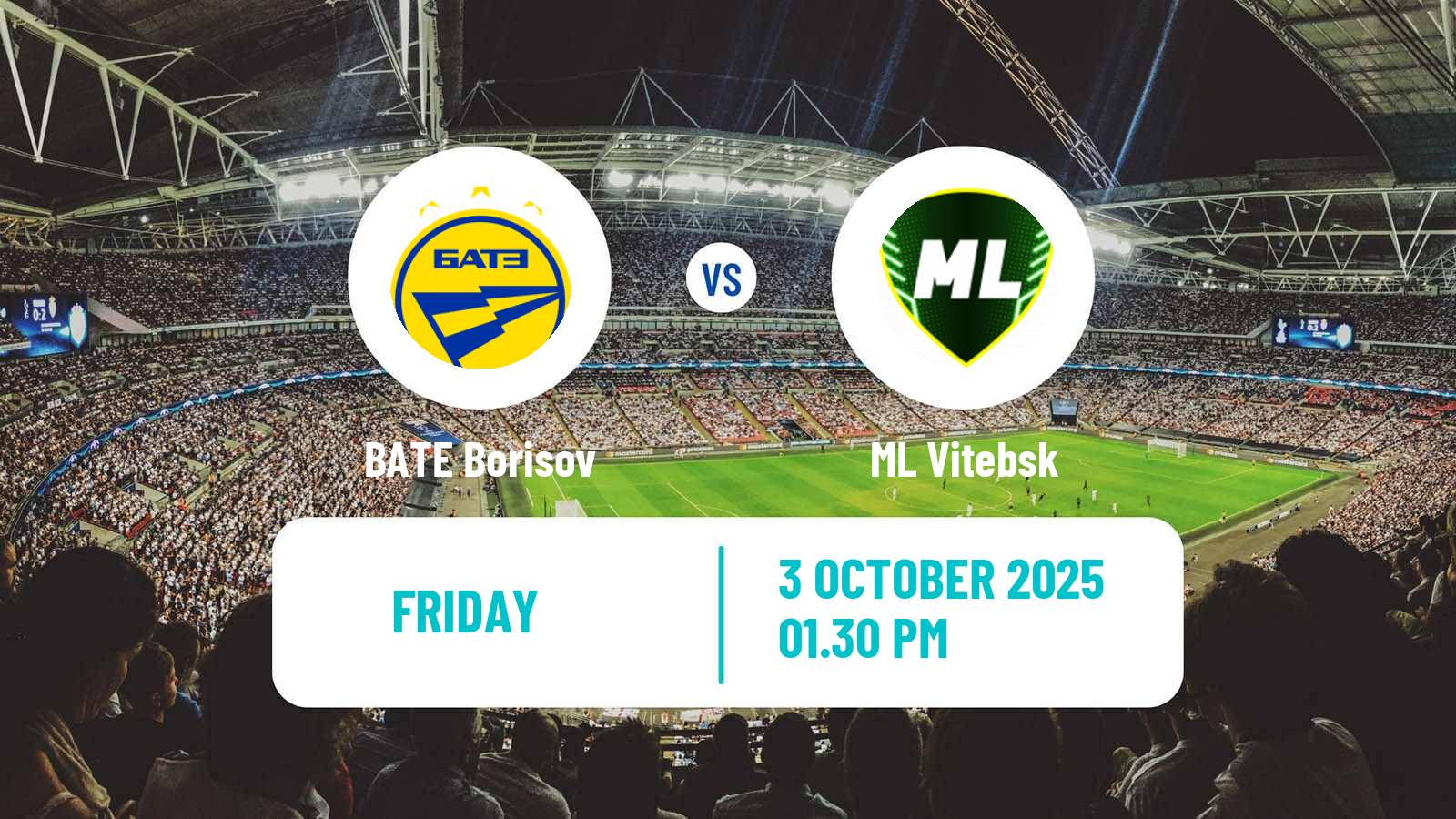 Soccer Belarusian Vysshaya Liga BATE Borisov - ML Vitebsk